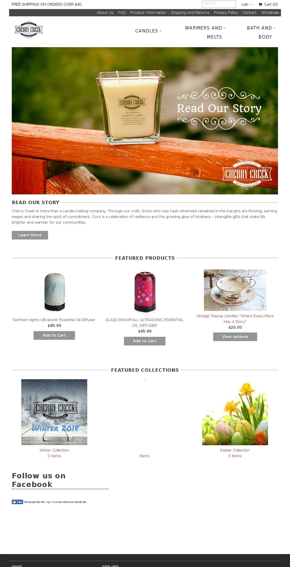 cherrycreekcandles.com — Shopify storefront screenshot