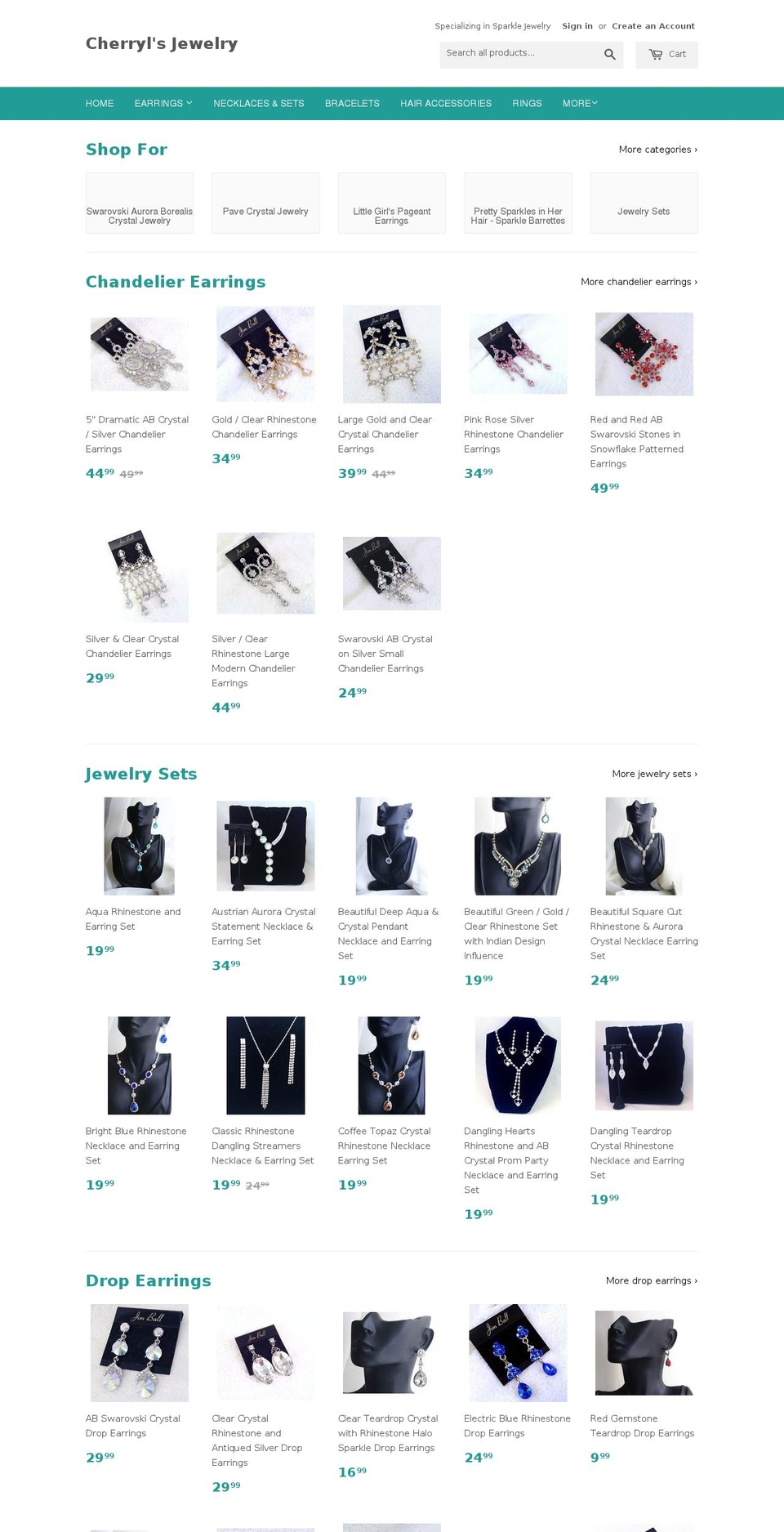 cherrylsjewelry.com shopify website screenshot