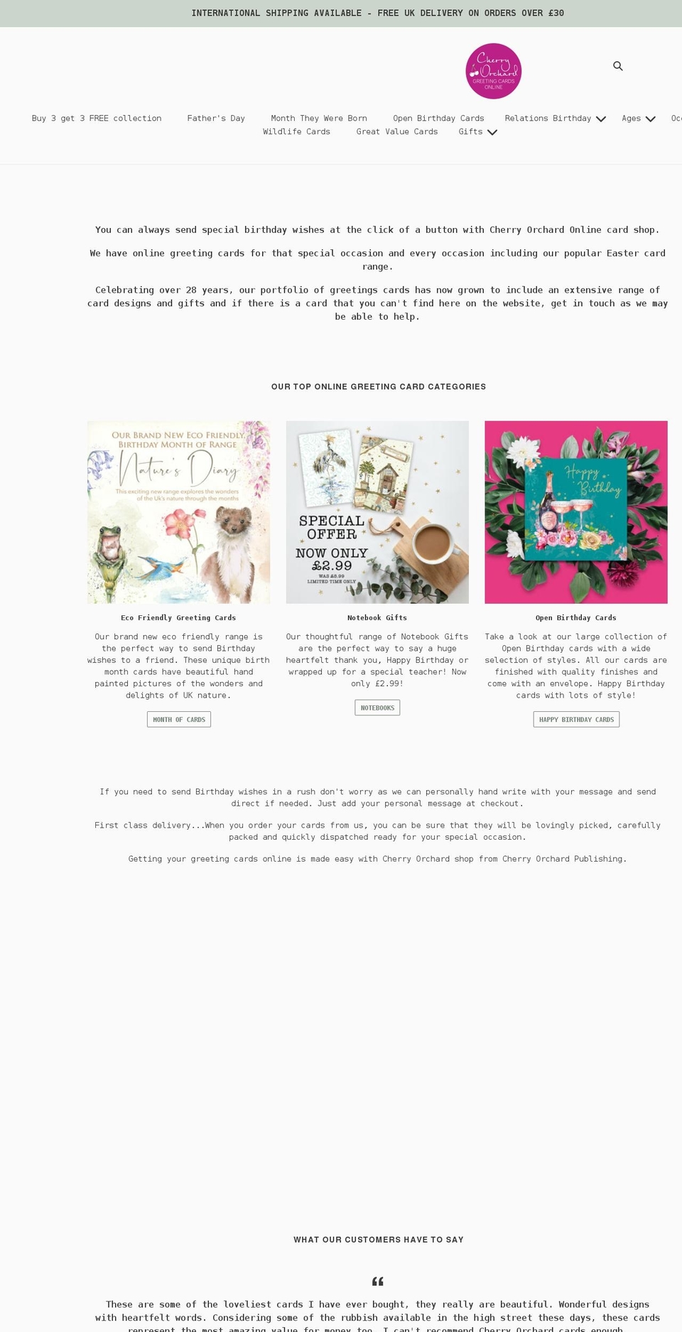cherryorchardshop.co.uk shopify website screenshot