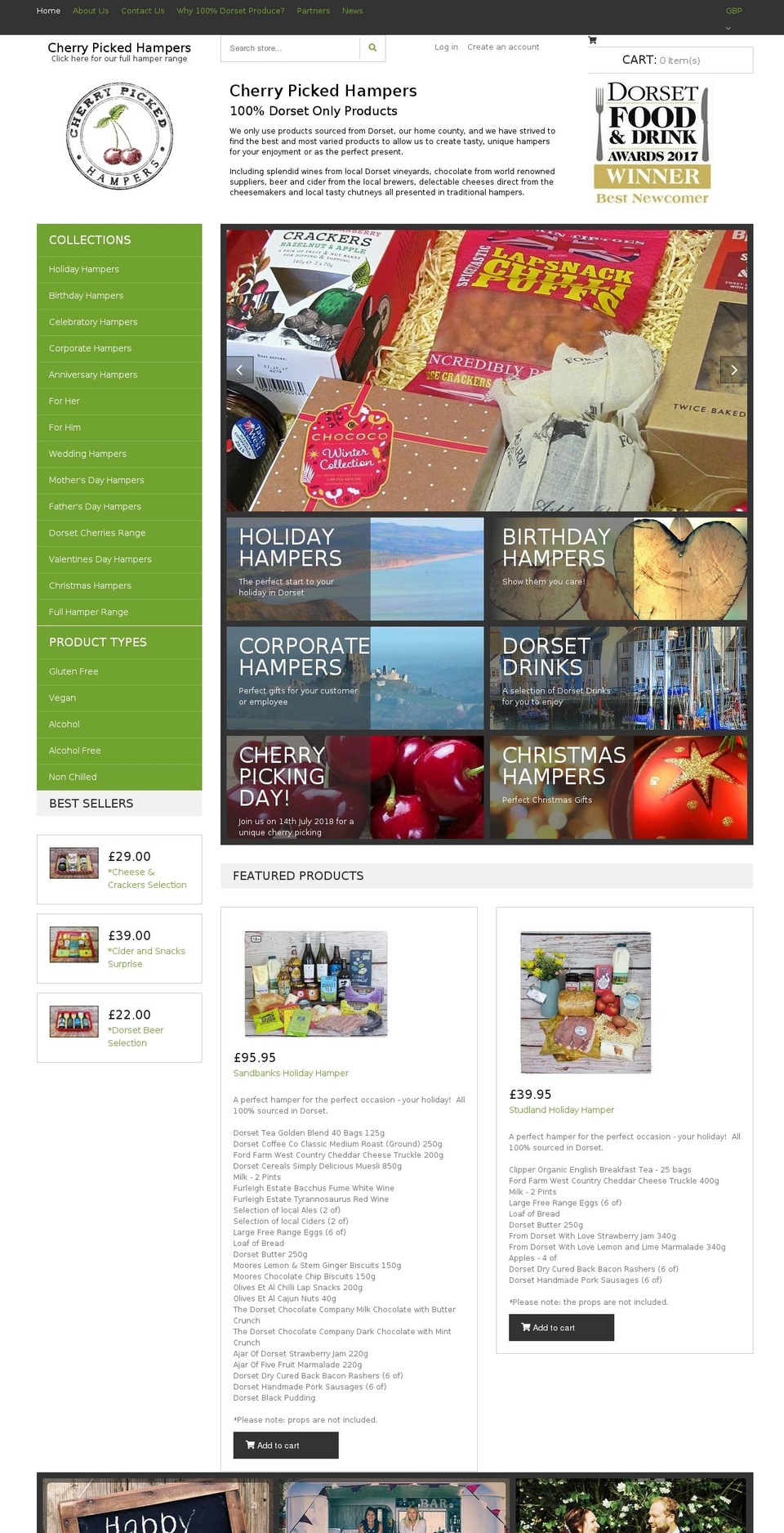 cherrypickedhampers.co.uk shopify website screenshot