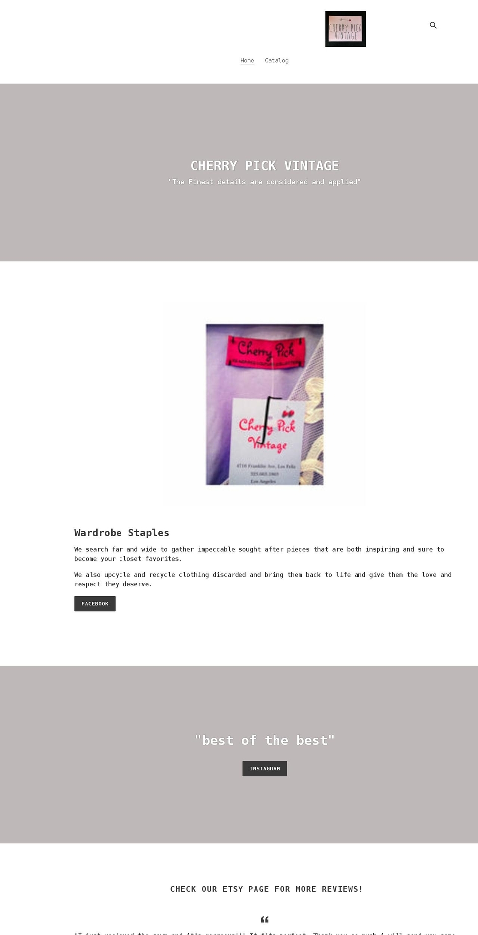 cherrypickvintage.com shopify website screenshot