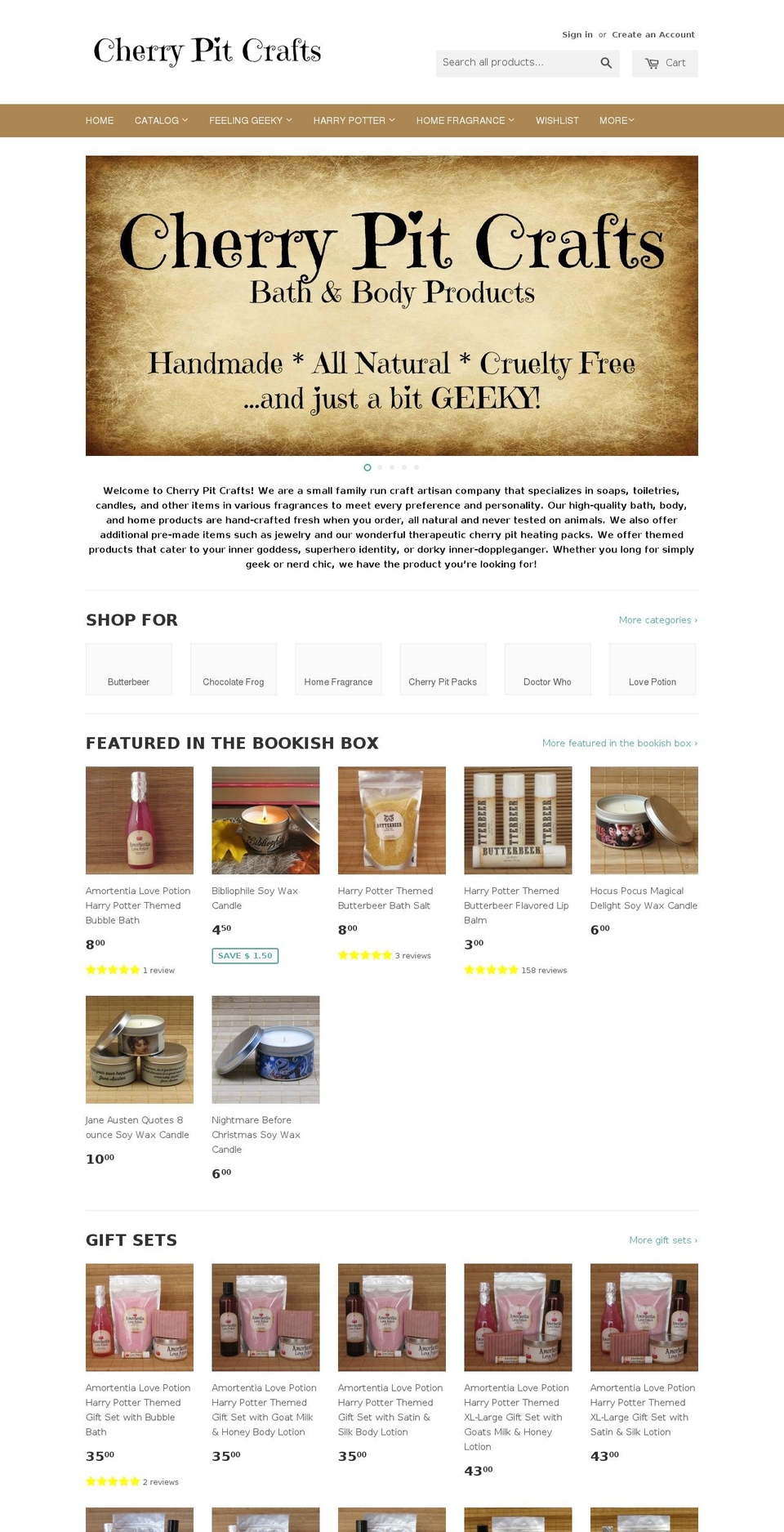 cherrypitcrafts.com shopify website screenshot