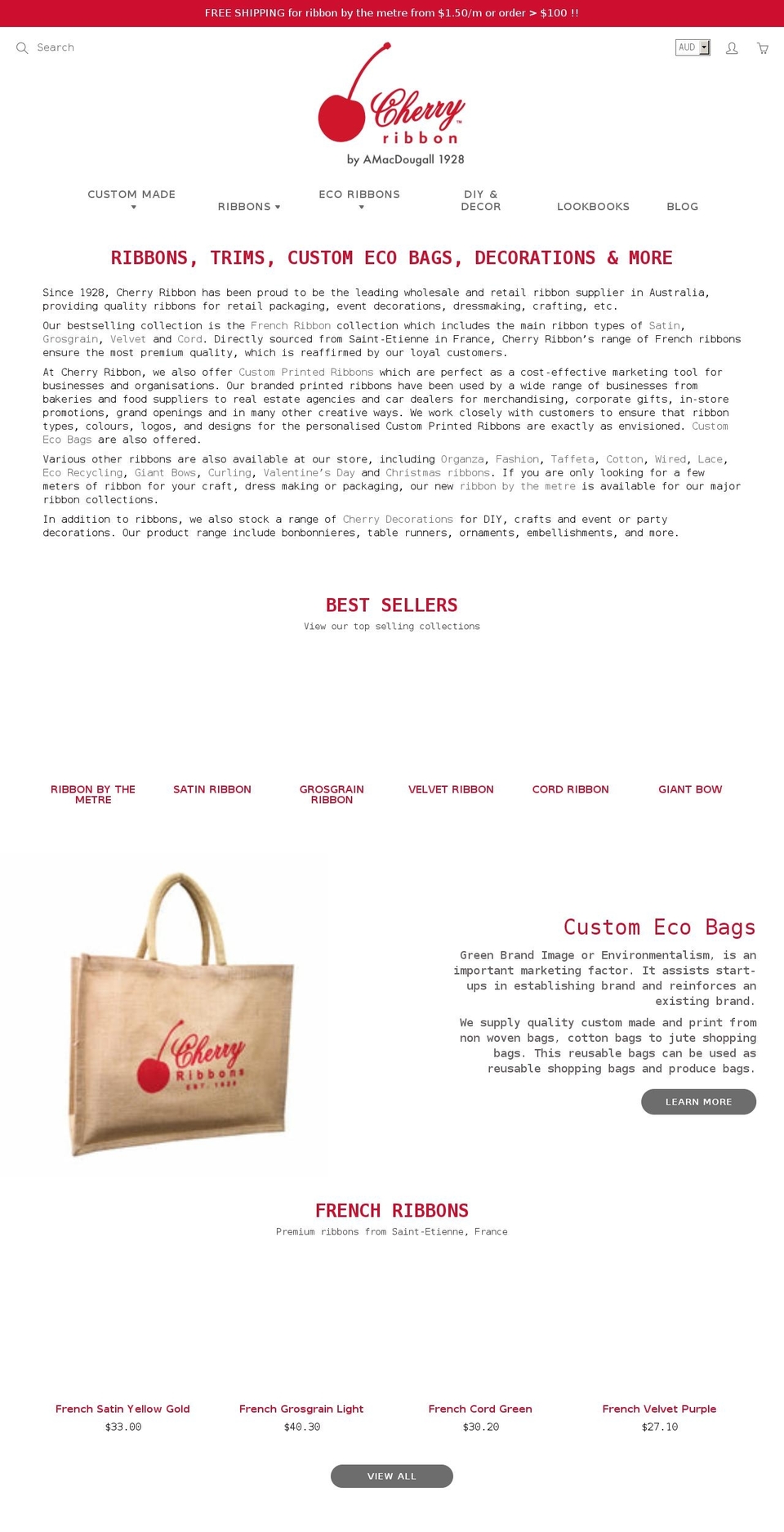 cherryribbon.com.au shopify website screenshot