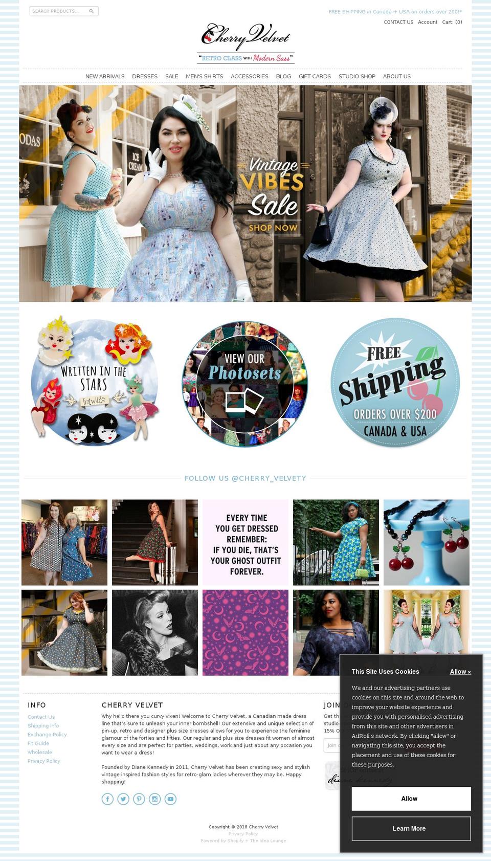 cherryvelvetdresses.com — Shopify storefront screenshot