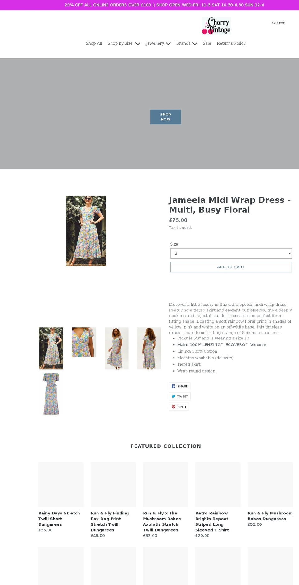 cherryvintageclothing.co.uk shopify website screenshot
