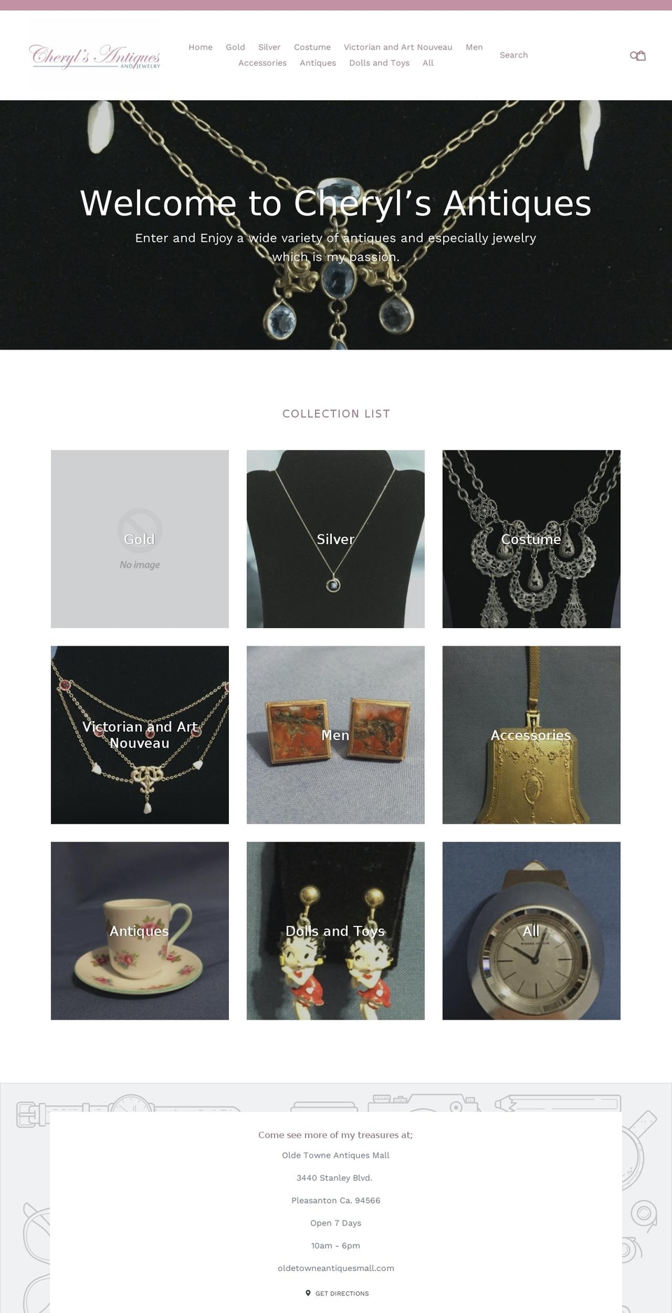 cherylsantiques.com shopify website screenshot