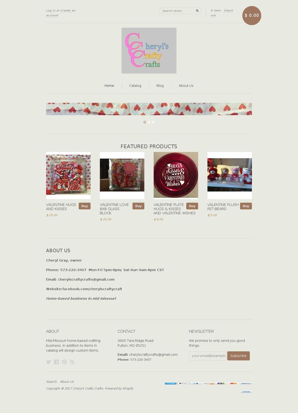 cherylscraftycrafts.com shopify website screenshot