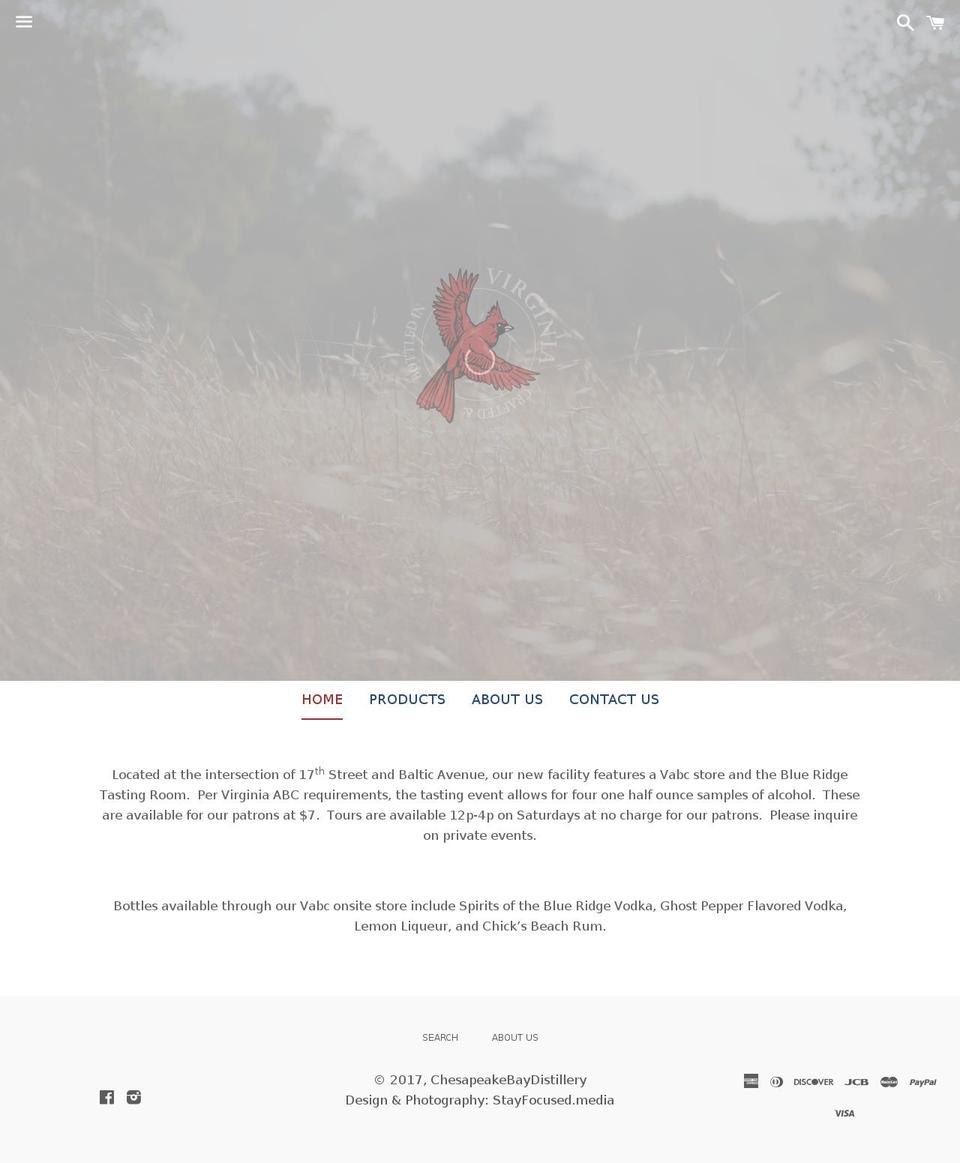 chesapeakebaydistillery.com shopify website screenshot