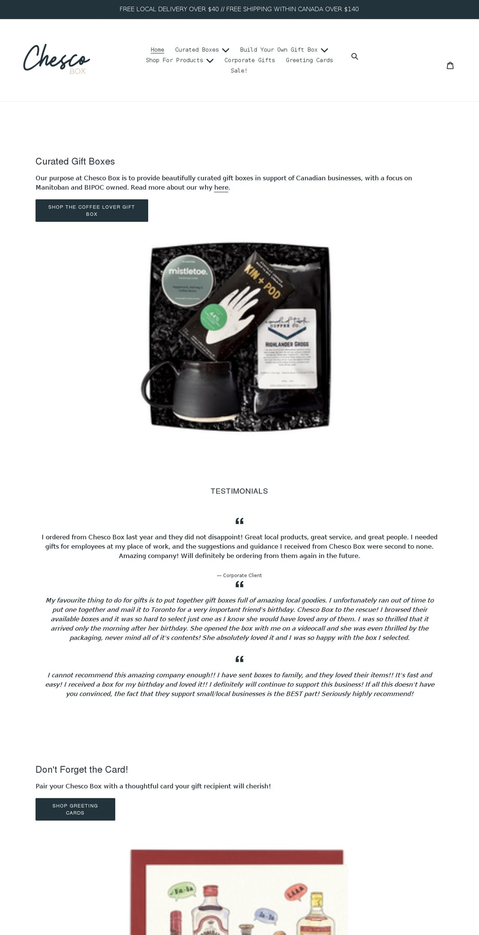 chescobox.com shopify website screenshot