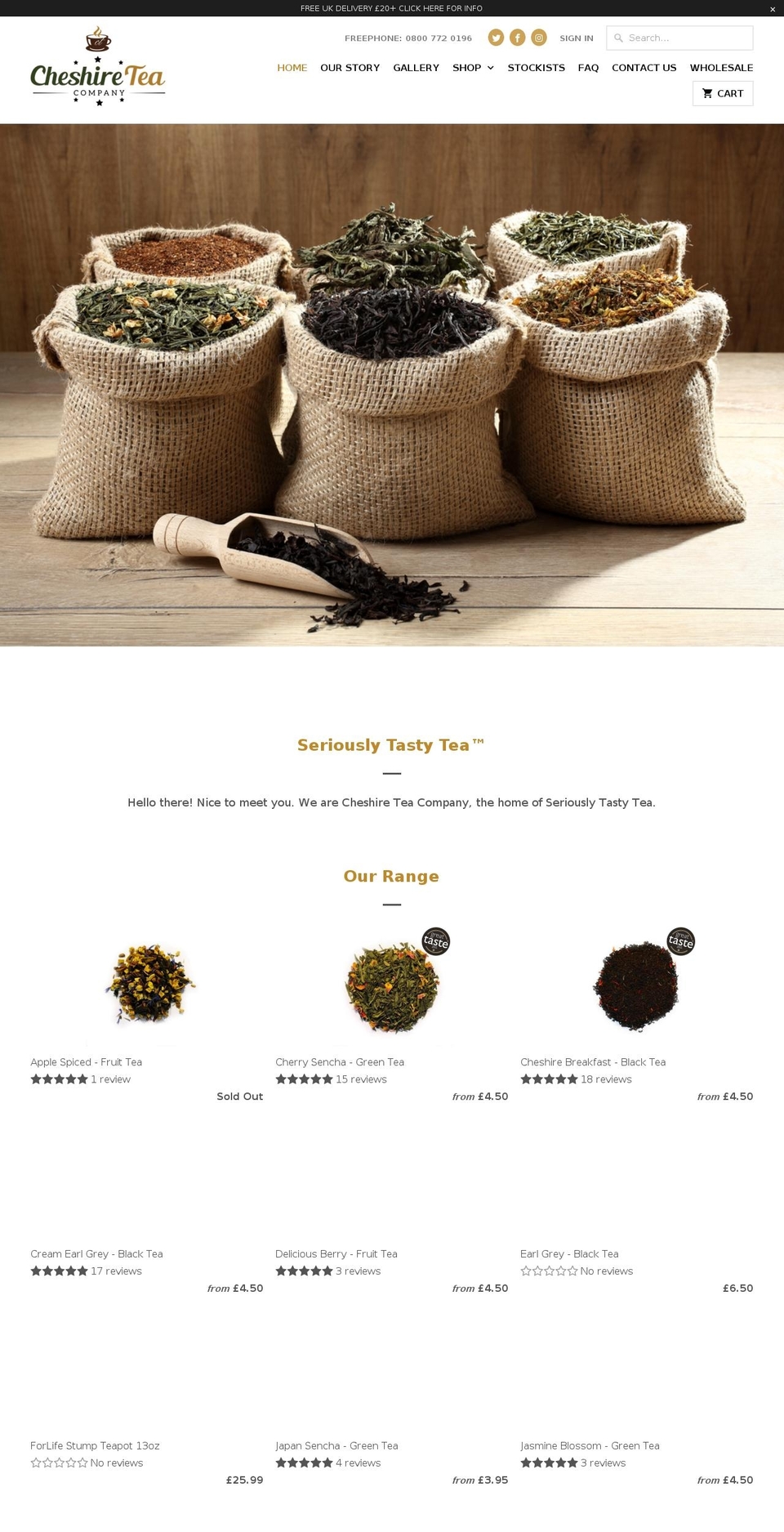 cheshiretea.net shopify website screenshot