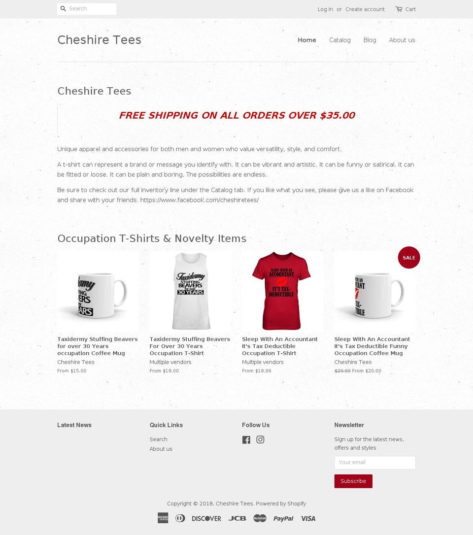 cheshiretees.com — Shopify storefront screenshot
