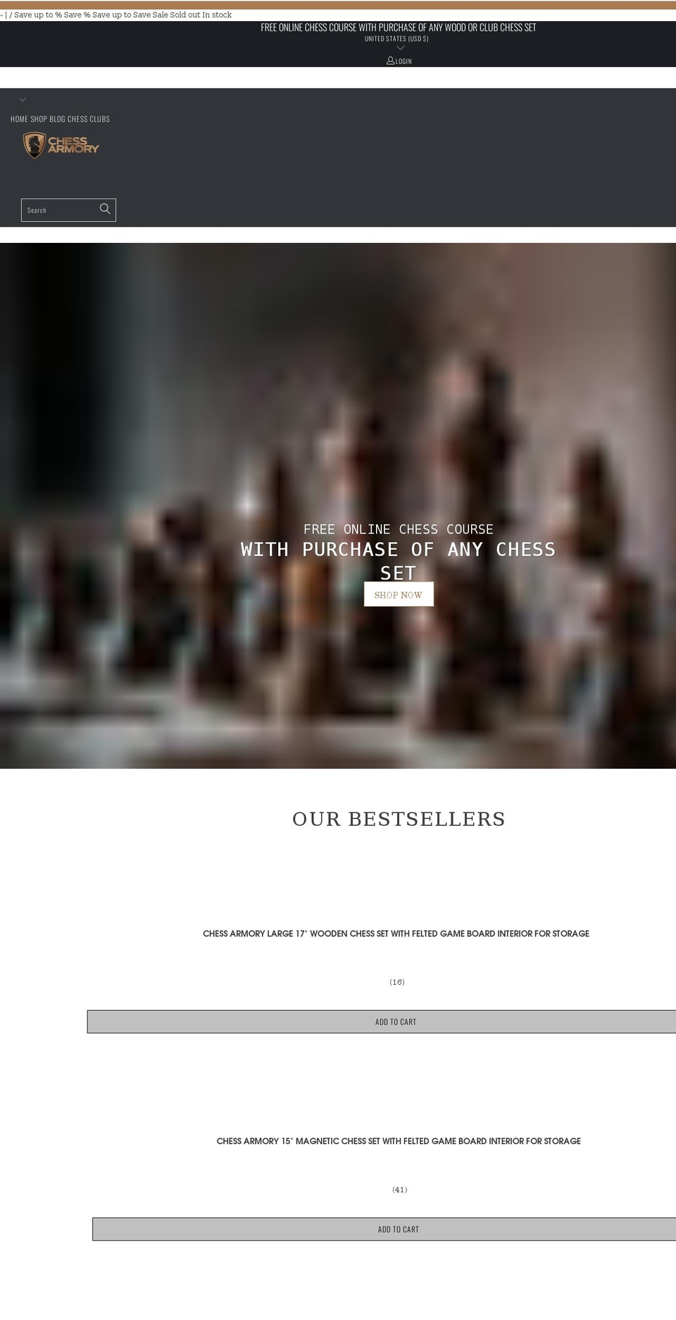 chessarmory.com shopify website screenshot