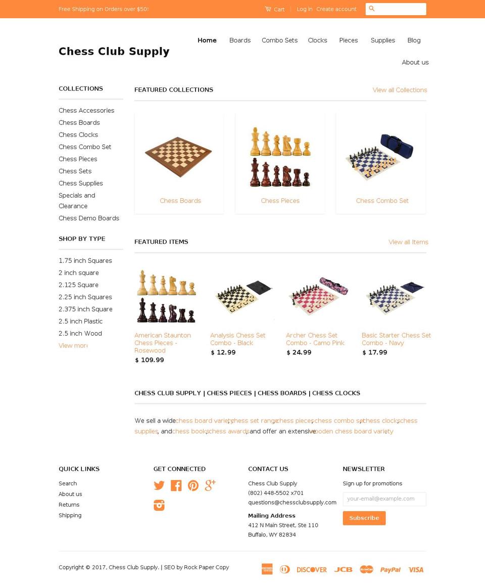 chessclubsupply.com shopify website screenshot