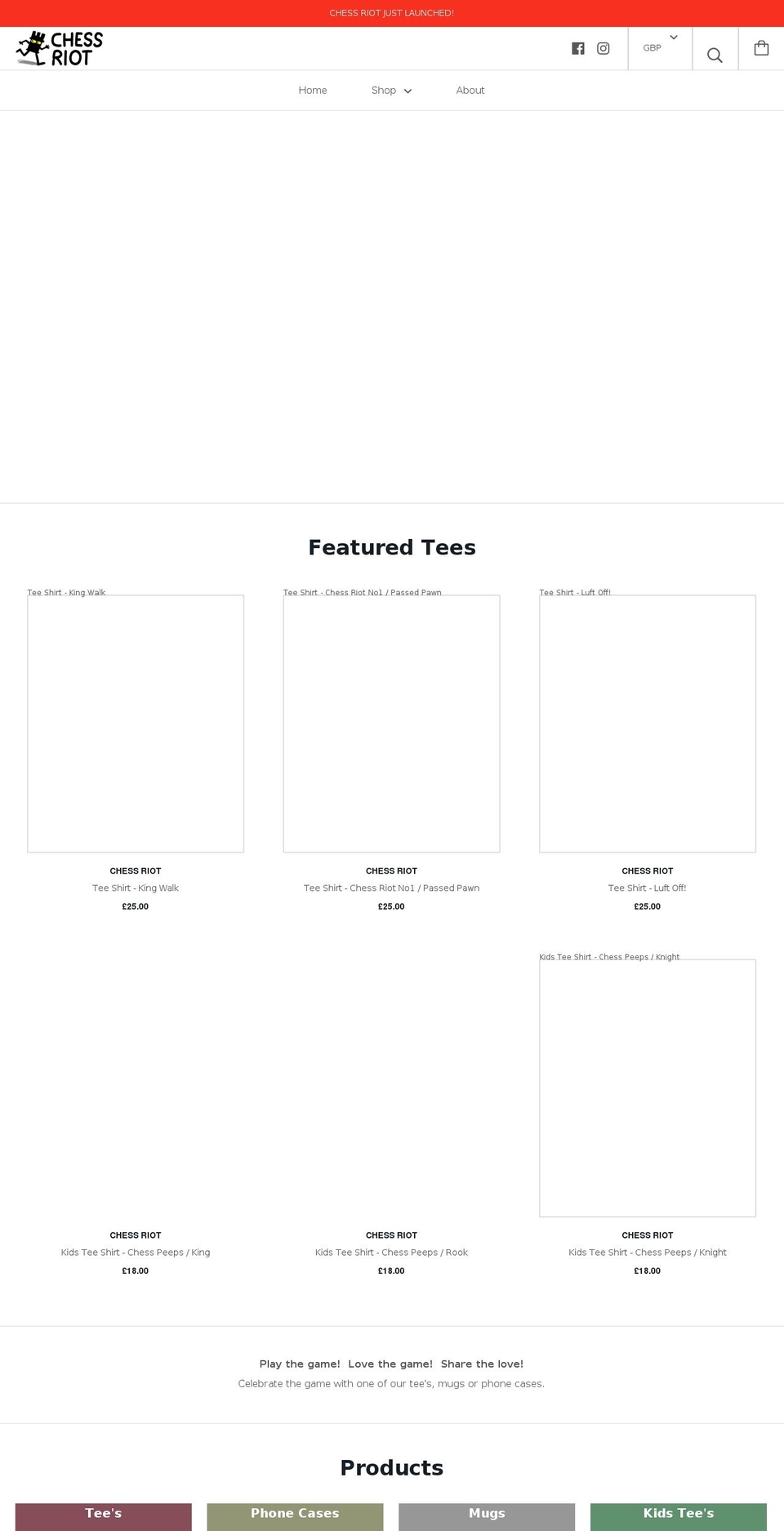 chessriot.com — Shopify storefront screenshot