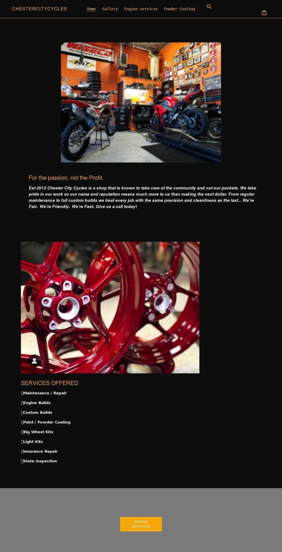 chestercitycycles.com shopify website screenshot