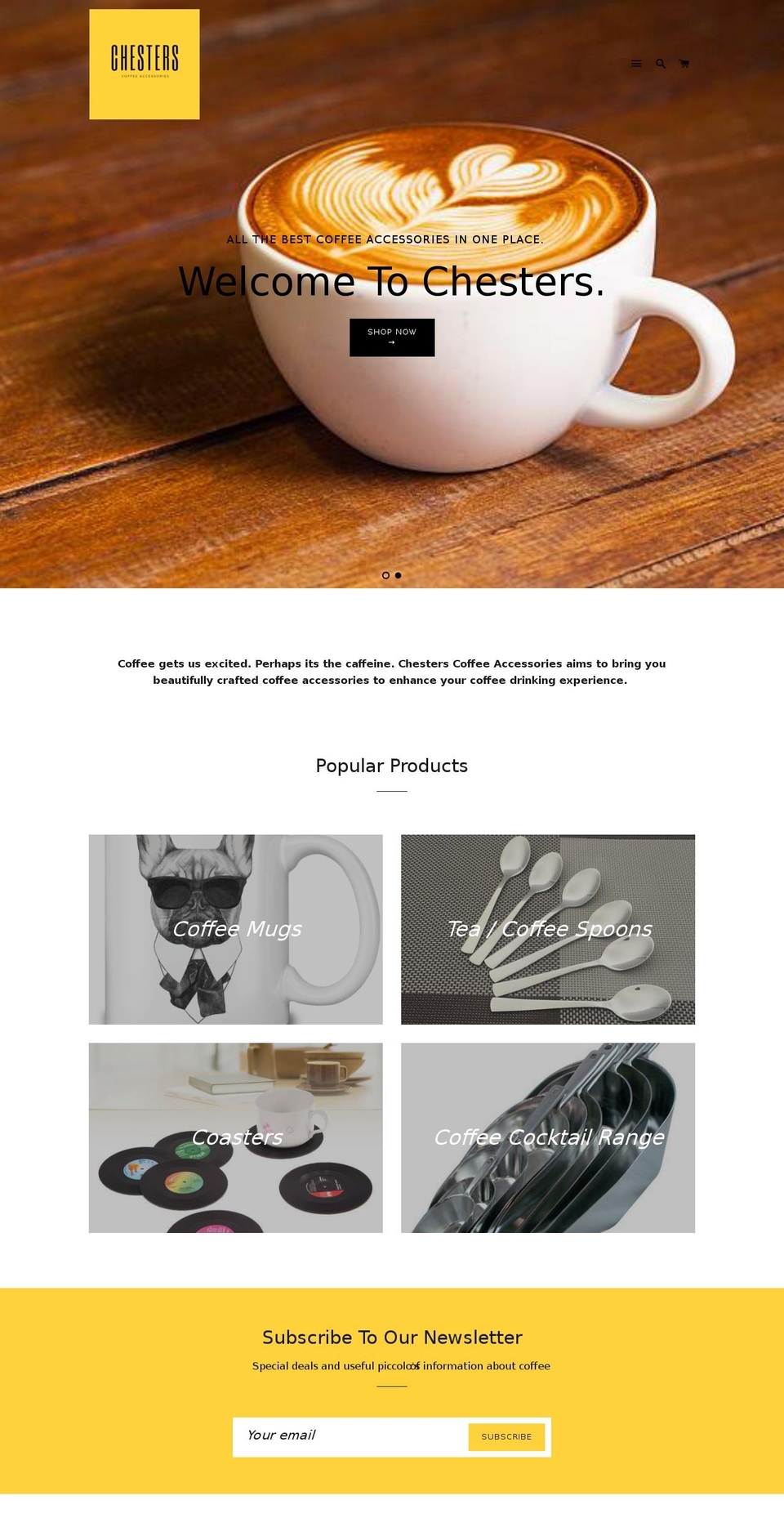 chesterscoffee.com — Shopify storefront screenshot