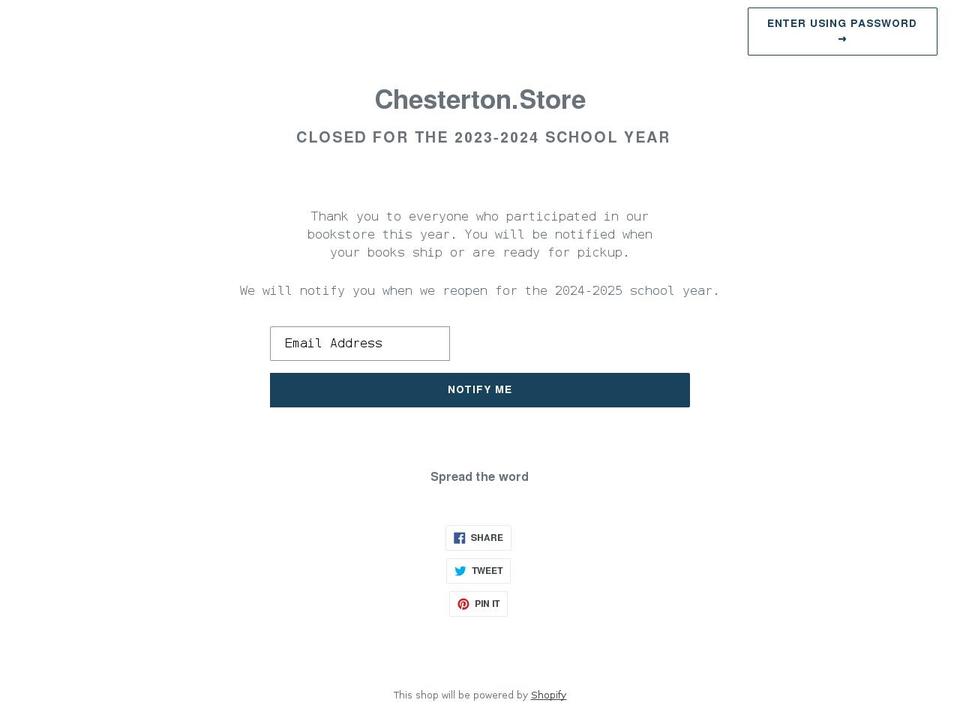 chesterton.store shopify website screenshot