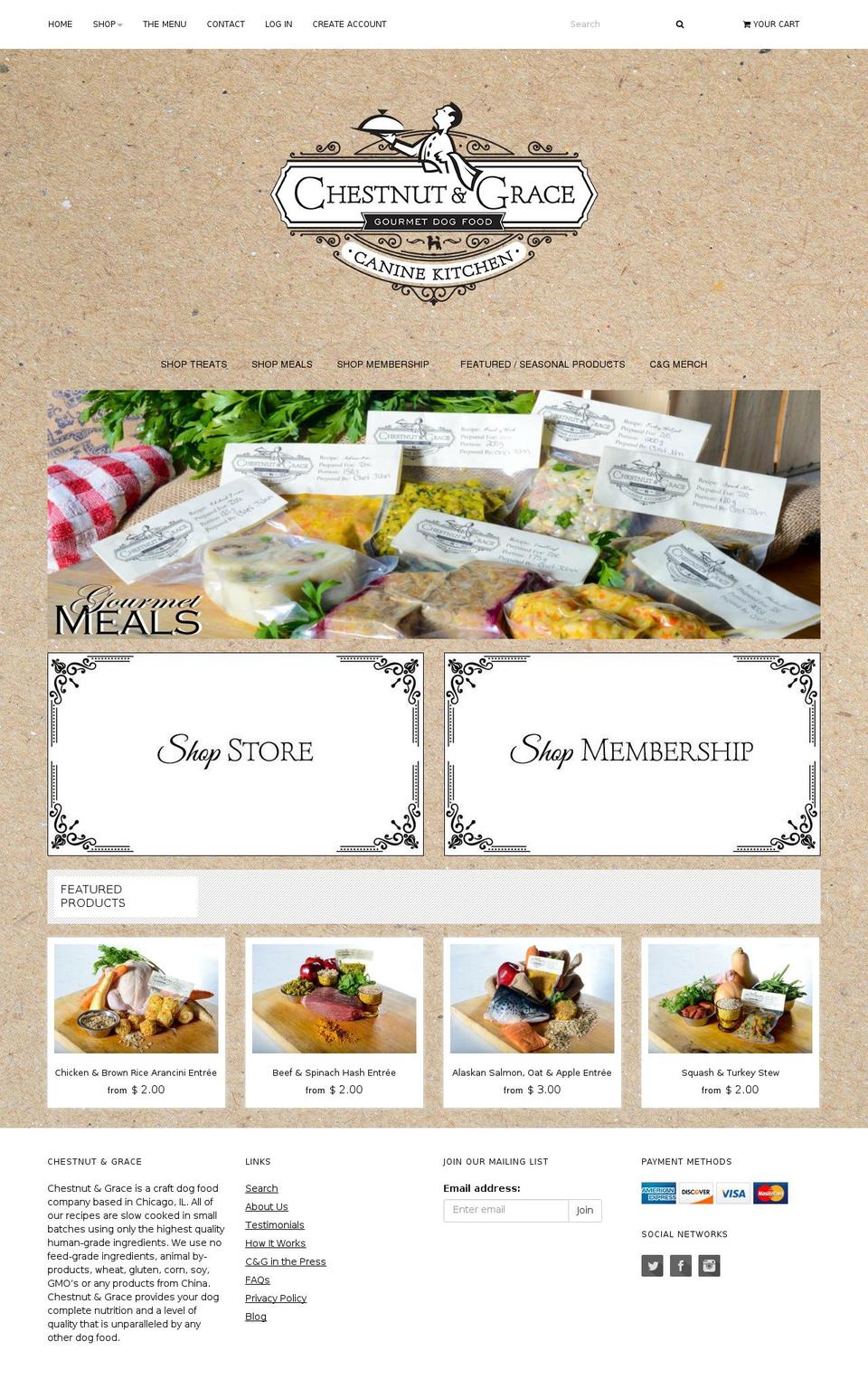 chestnutandgrace.com — Shopify storefront screenshot