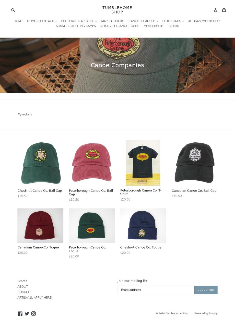 chestnutcanoeco.com — Shopify storefront screenshot