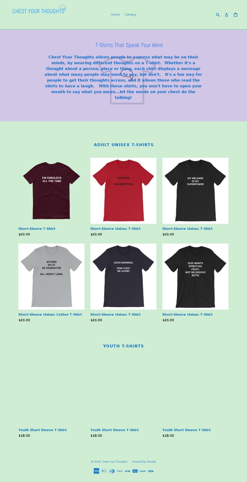 chestyourthoughts.com — Shopify storefront screenshot