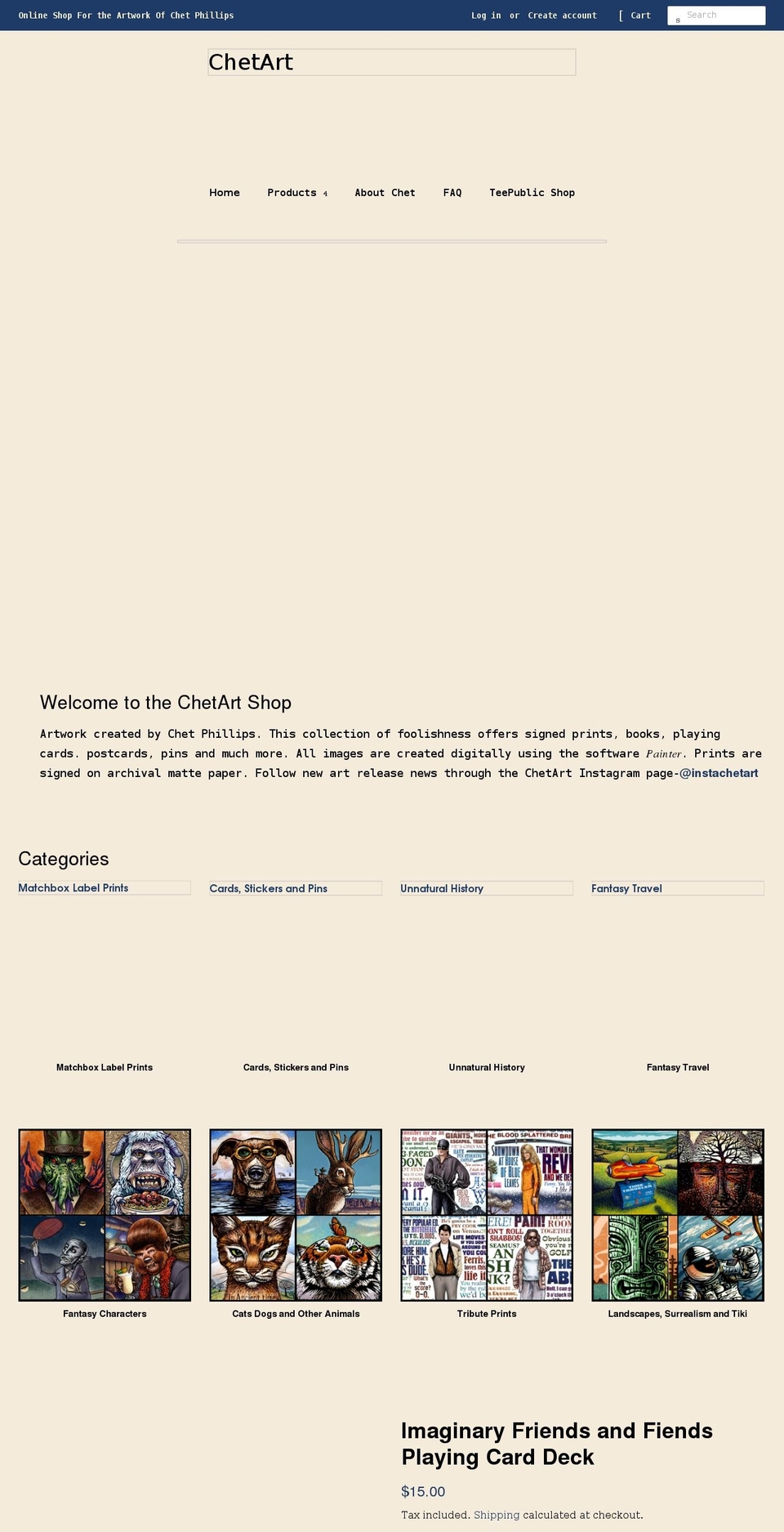 chetartshop.com shopify website screenshot