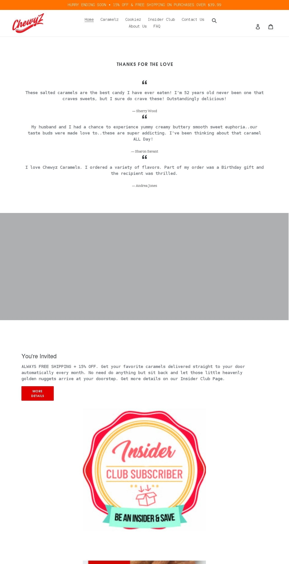 chewyzcandy.com shopify website screenshot