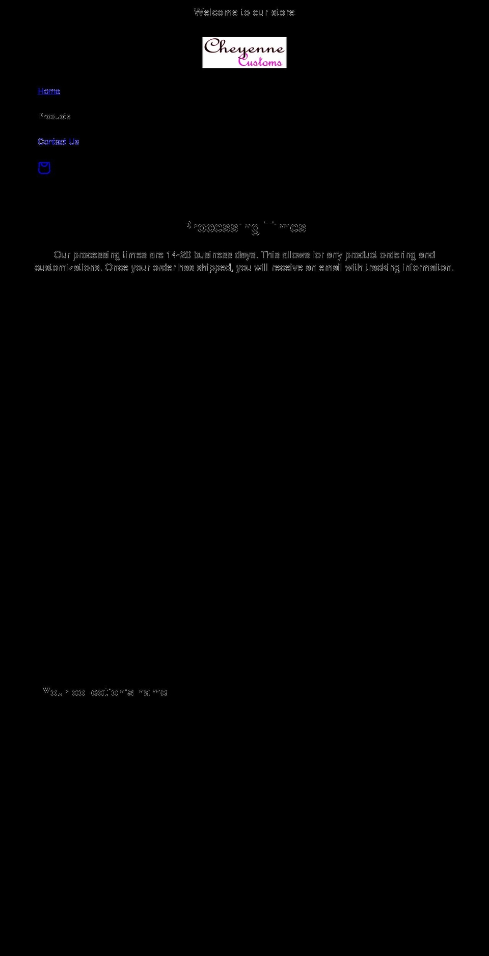 cheyennecustoms.com shopify website screenshot