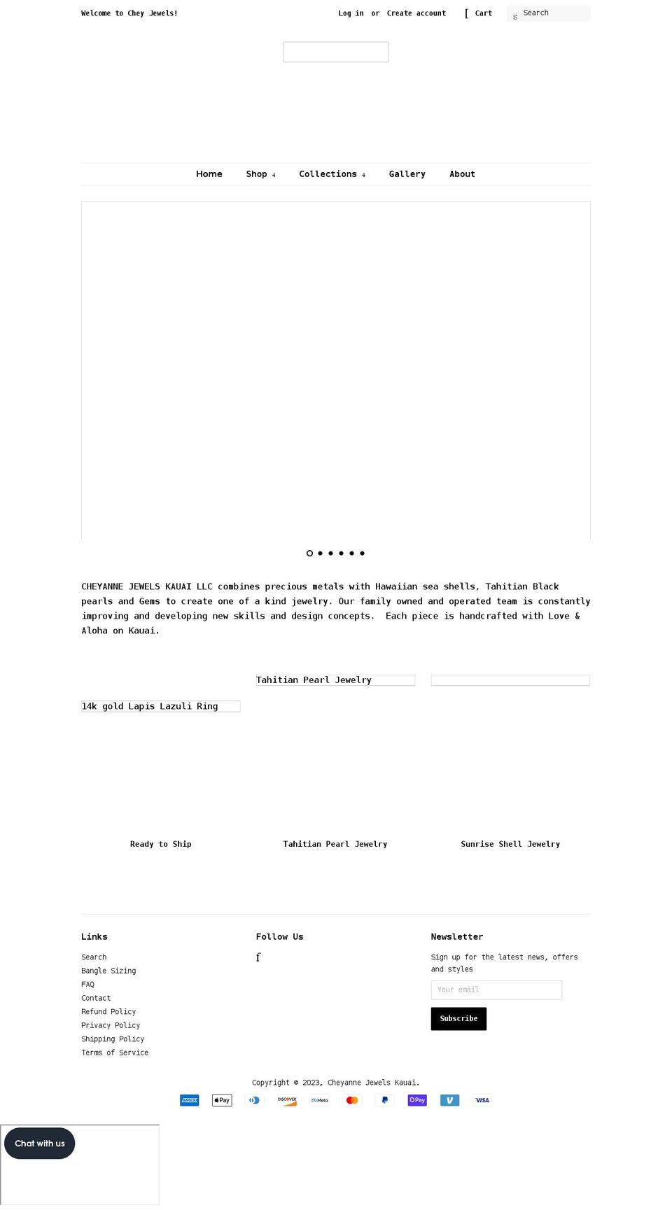 cheyjewels.com shopify website screenshot