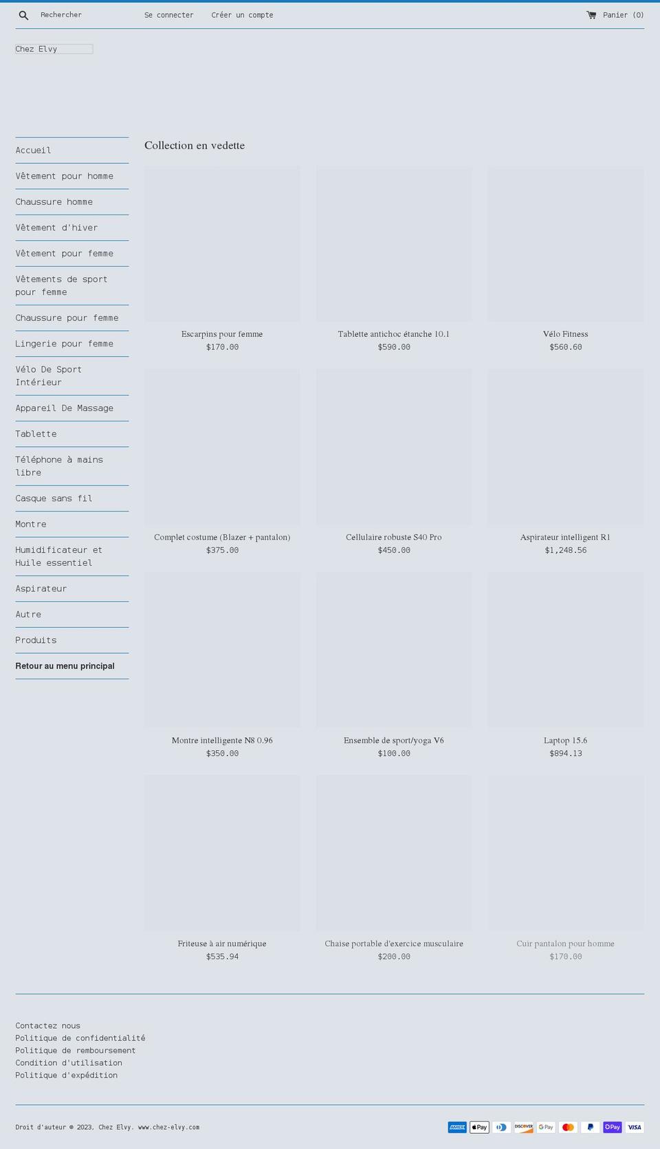 chez-elvy.com shopify website screenshot