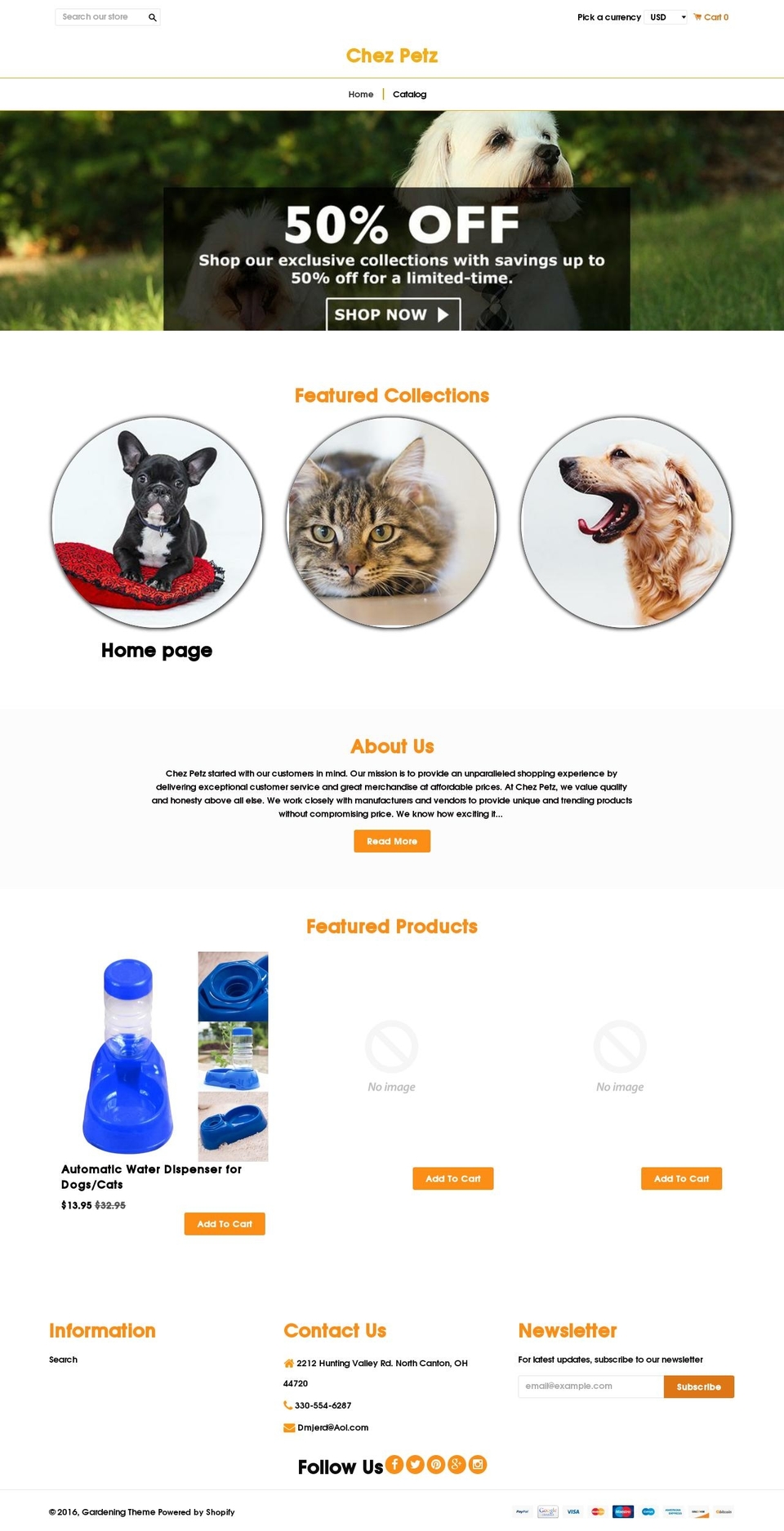 Animals Shopify theme site example chezpetz.net