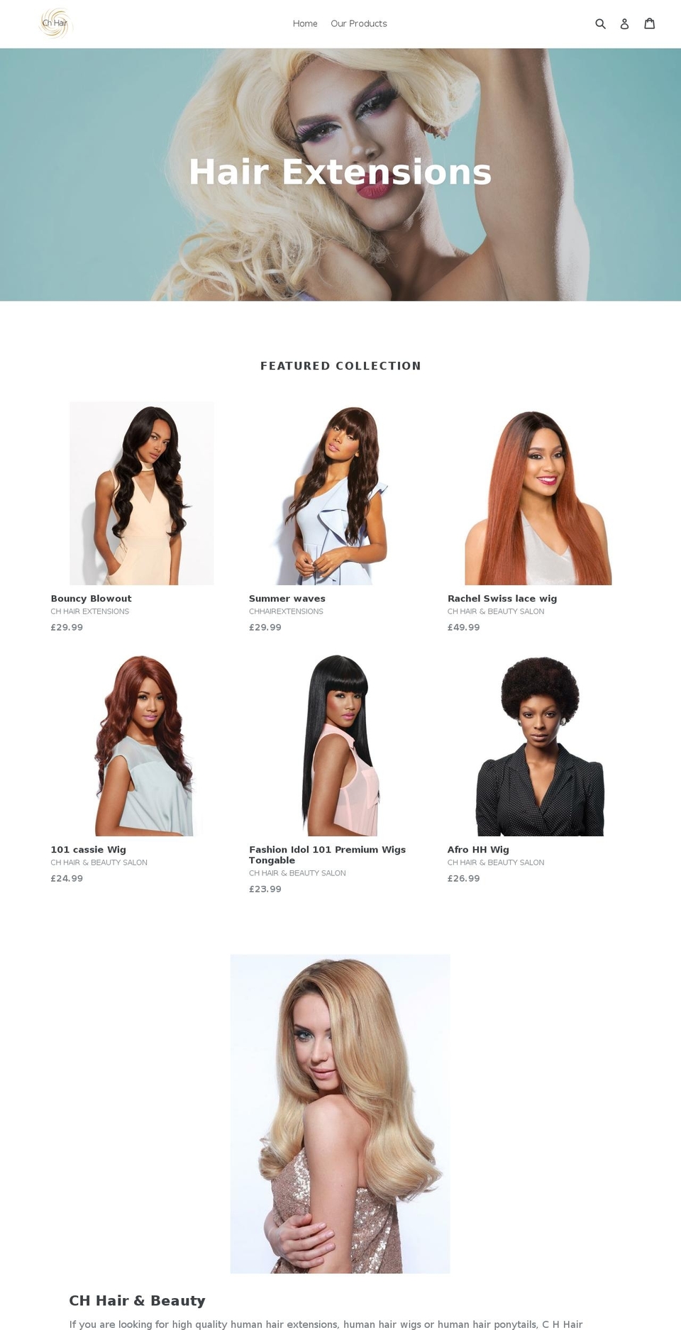 chhairextensions.com — Shopify storefront screenshot