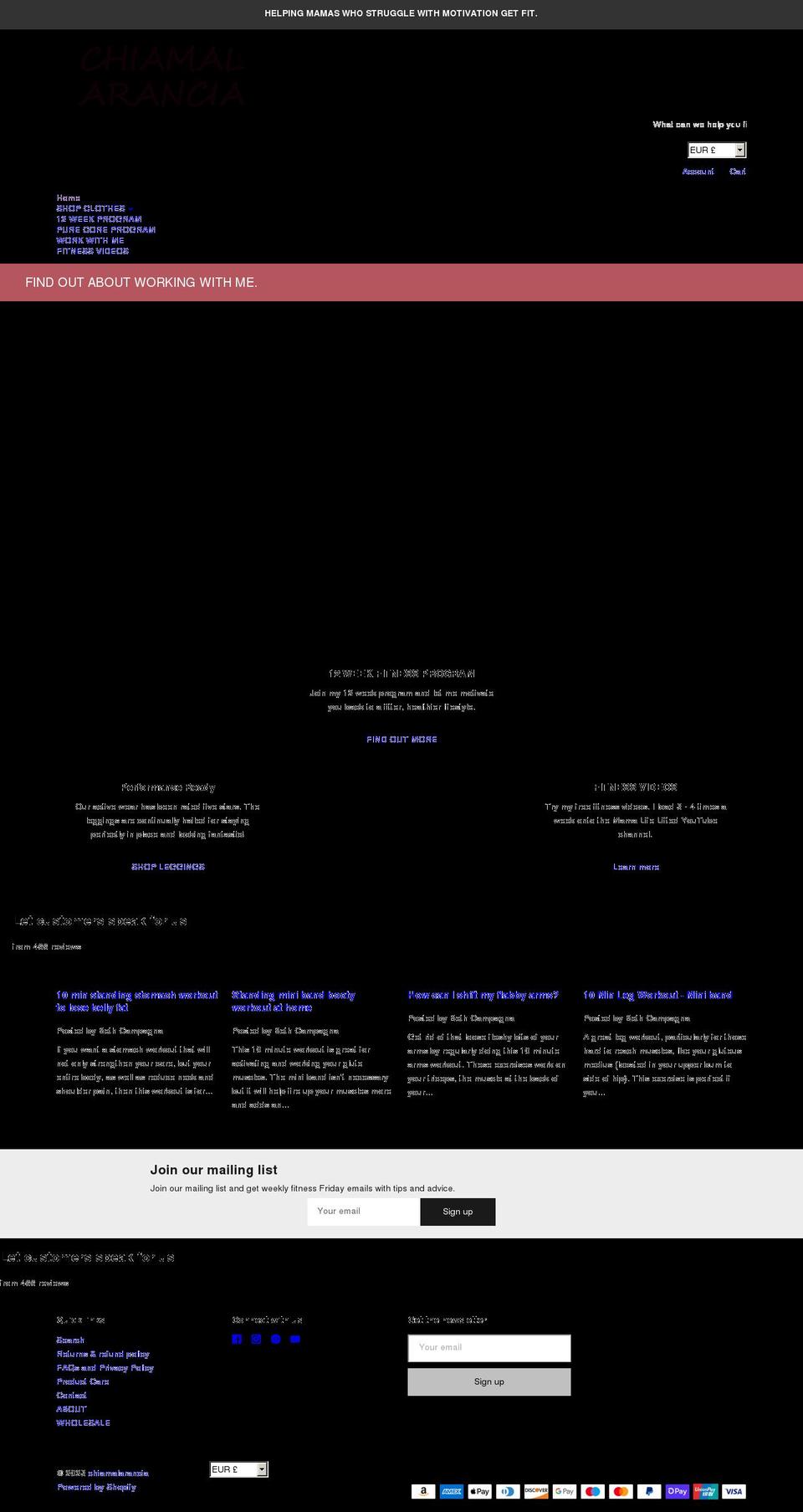 chiamalarancia.com shopify website screenshot