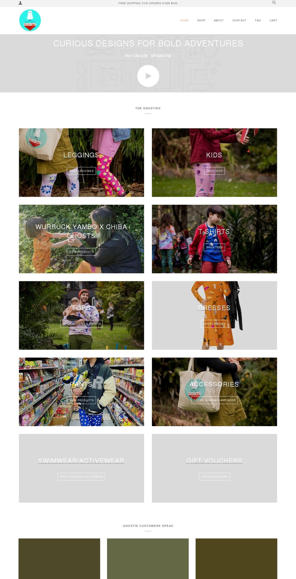 chibaghosts.com — Shopify storefront screenshot