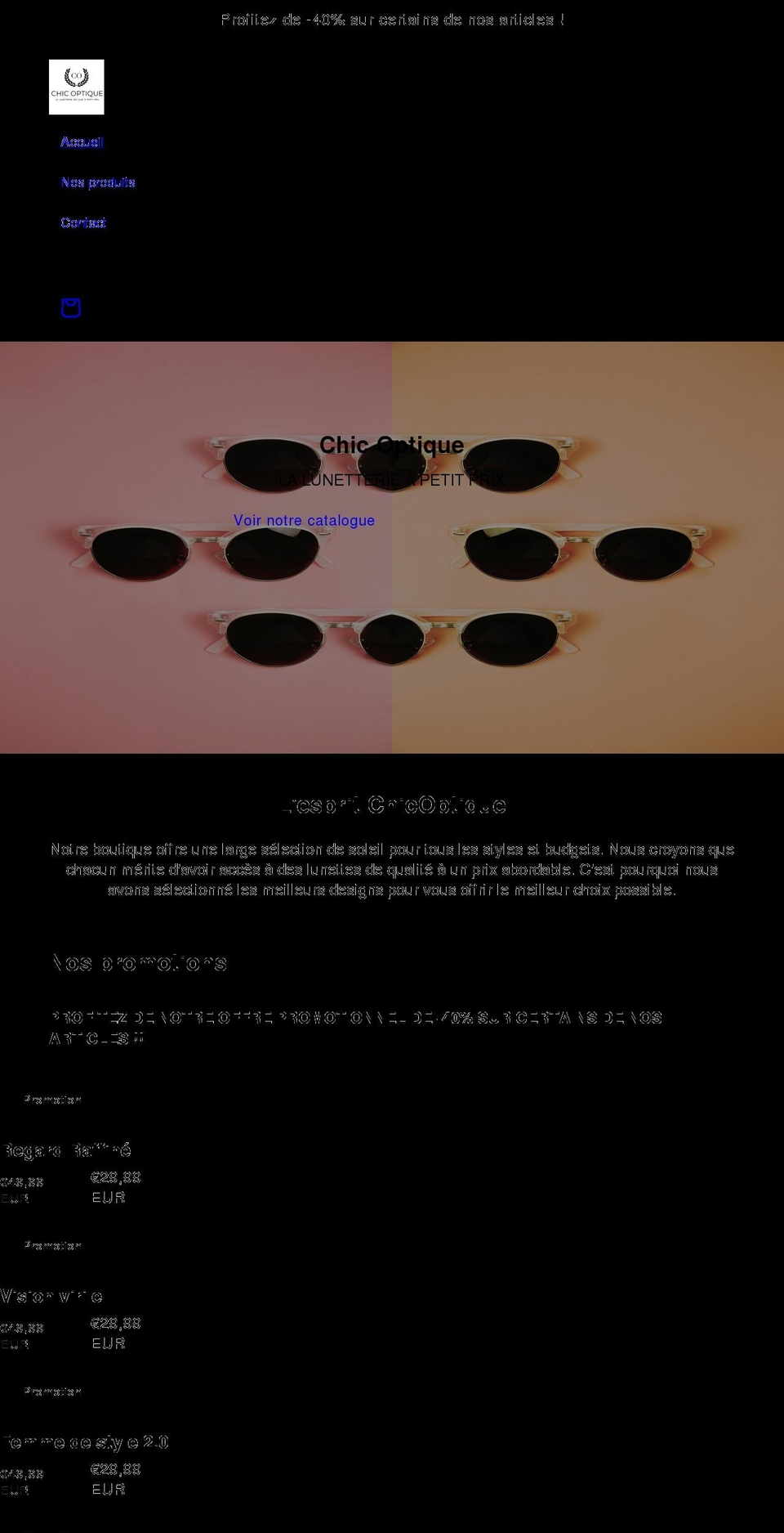 chic-optique.com shopify website screenshot