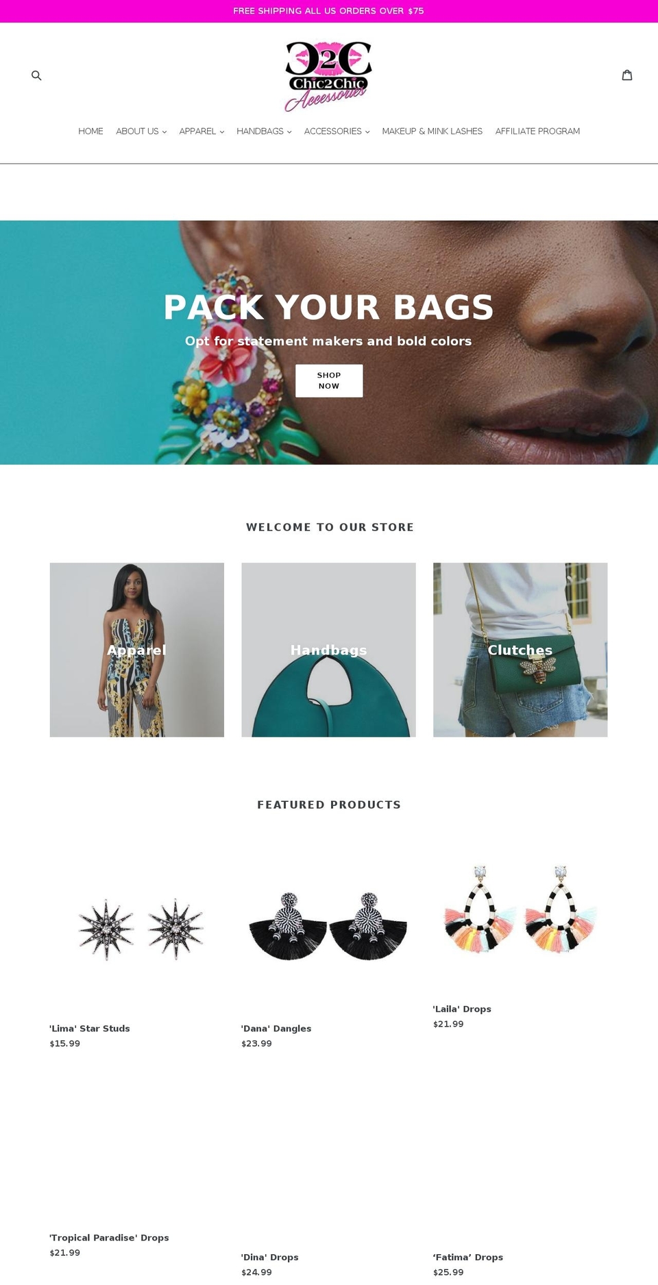 chic2chicaccessories.com — Shopify storefront screenshot