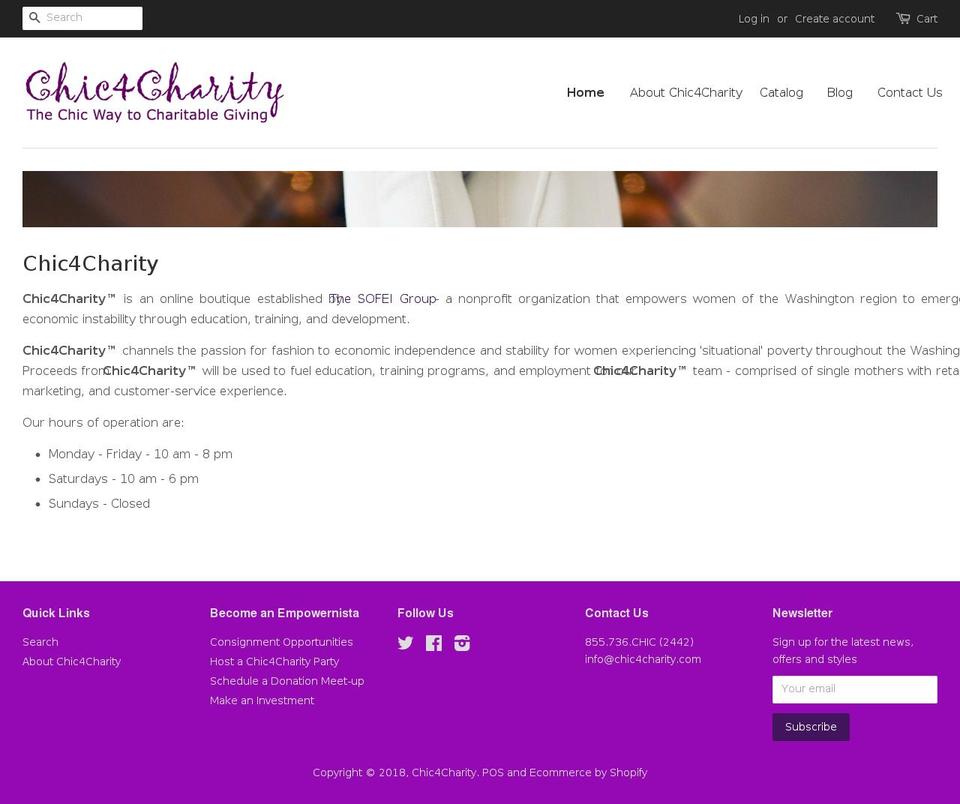 chic4charity.biz shopify website screenshot