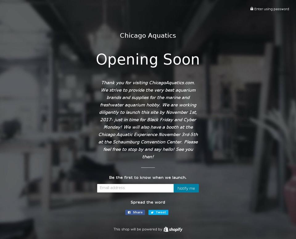 chicagoaquatics.com shopify website screenshot