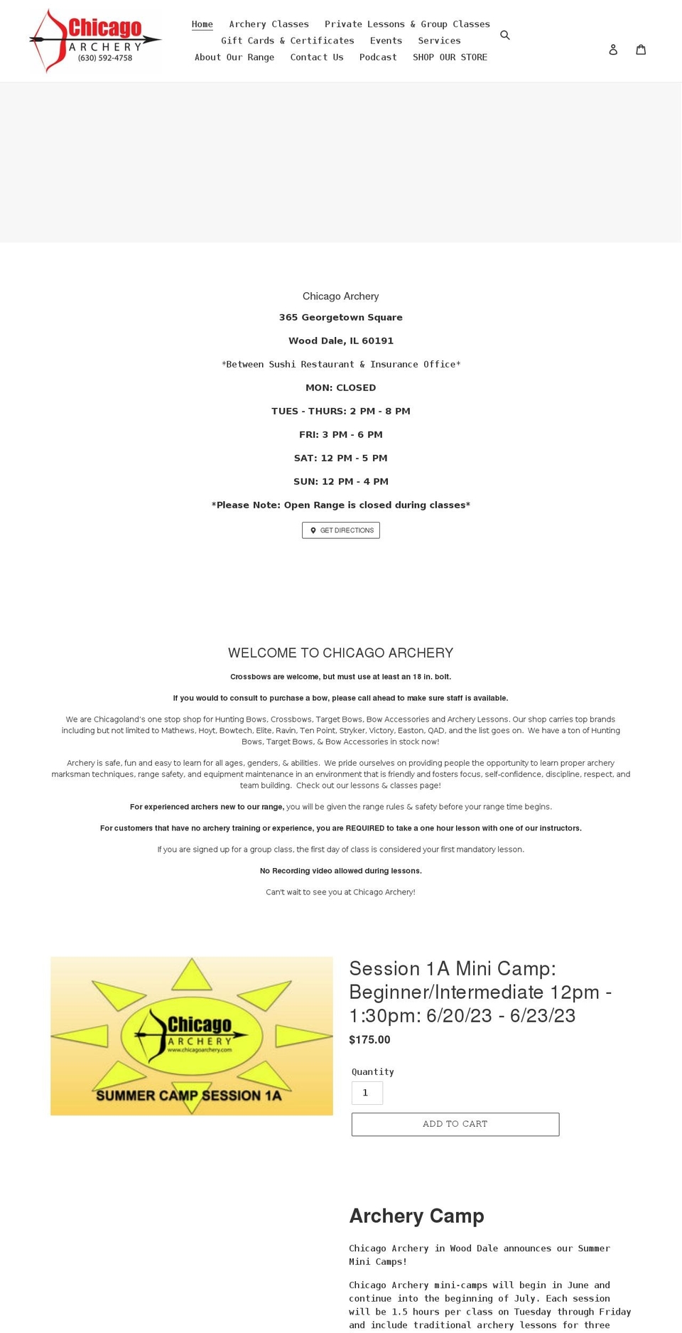 chicagoarchery.com shopify website screenshot