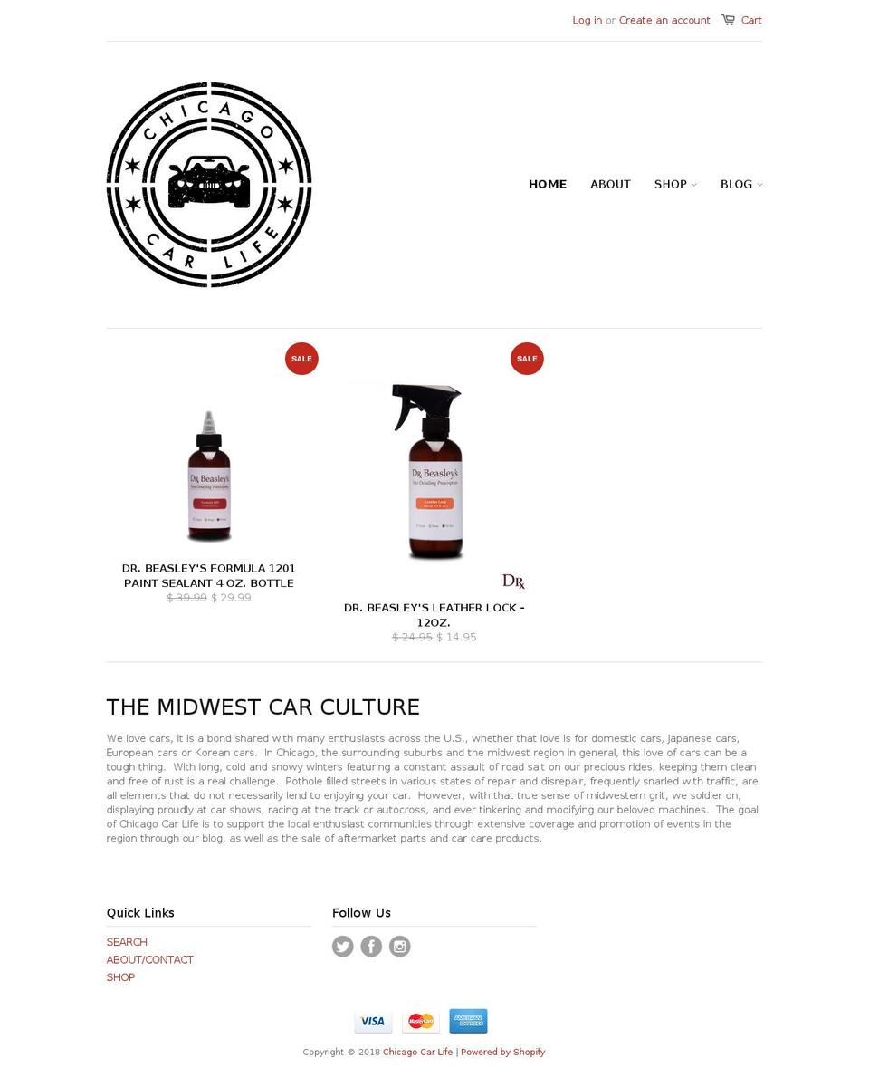 chicagocarlife.com — Shopify storefront screenshot