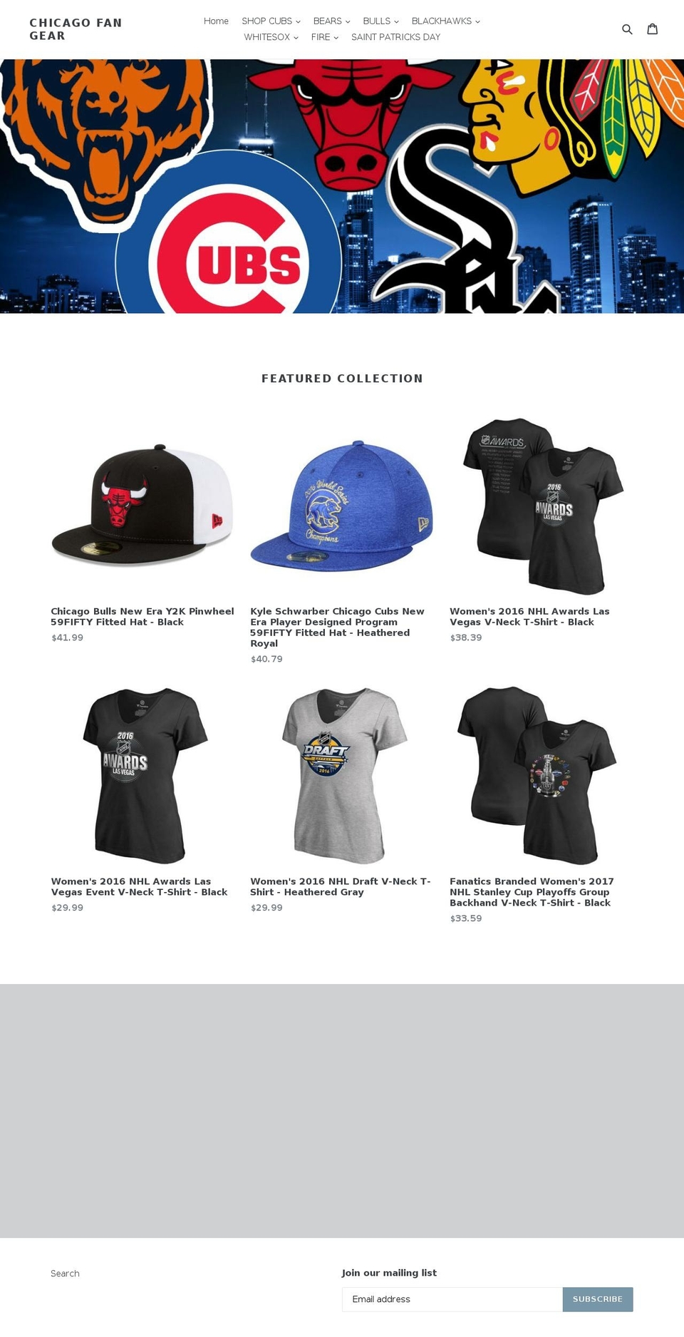 chicagofangear.com — Shopify storefront screenshot