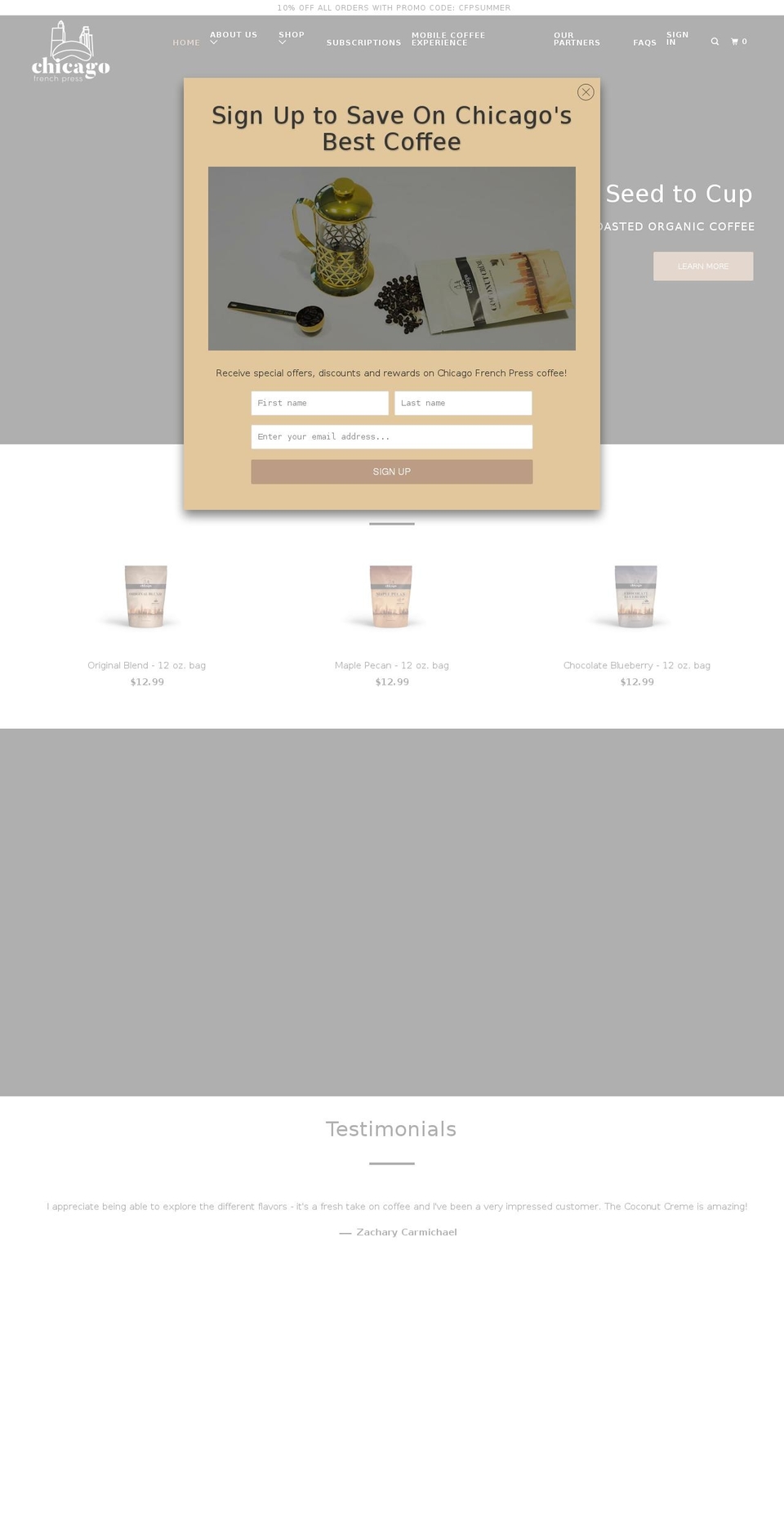 chicagofrenchpress.com shopify website screenshot