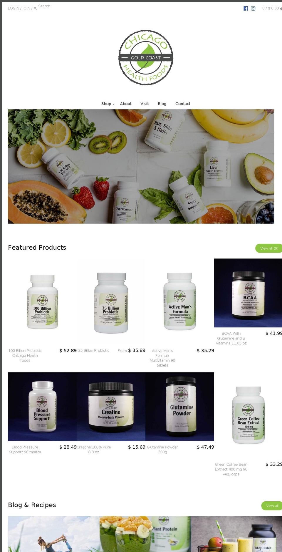 chicagohealthfoods.com shopify website screenshot