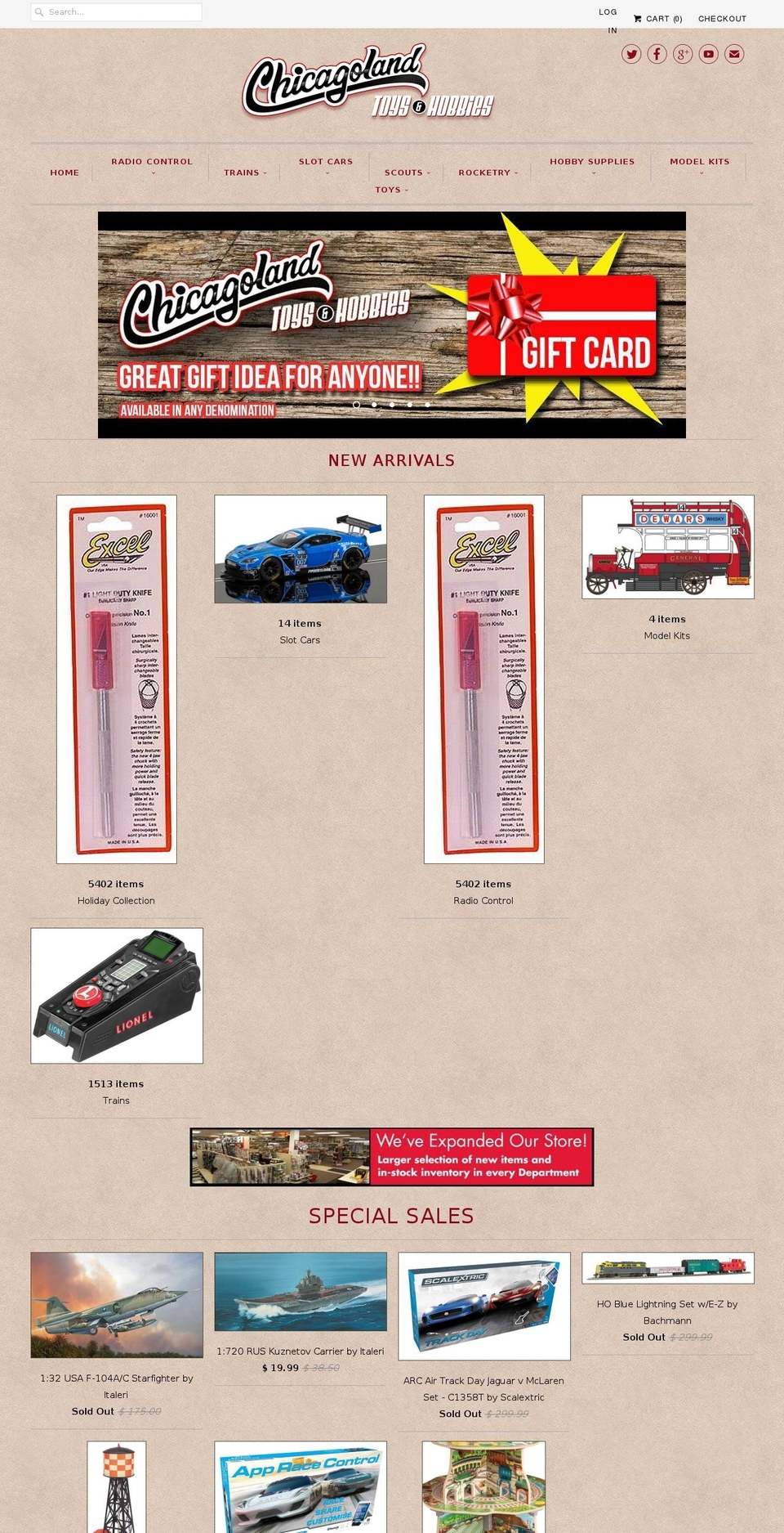 chicagolandhobbies.com — Shopify storefront screenshot