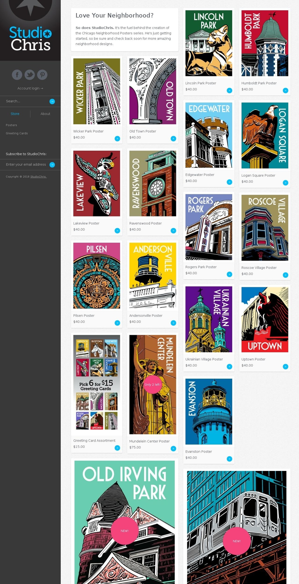 chicagoneighborhoodprints.com — Shopify storefront screenshot