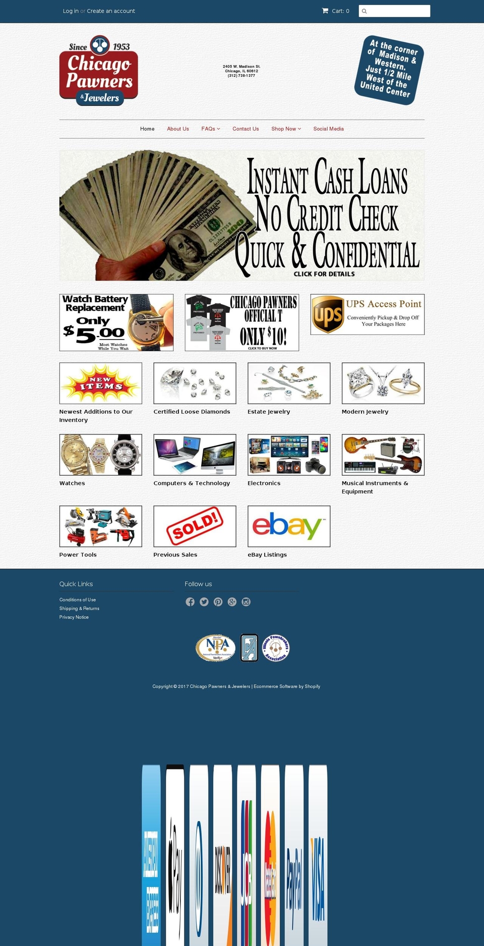 chicagopawners.com shopify website screenshot