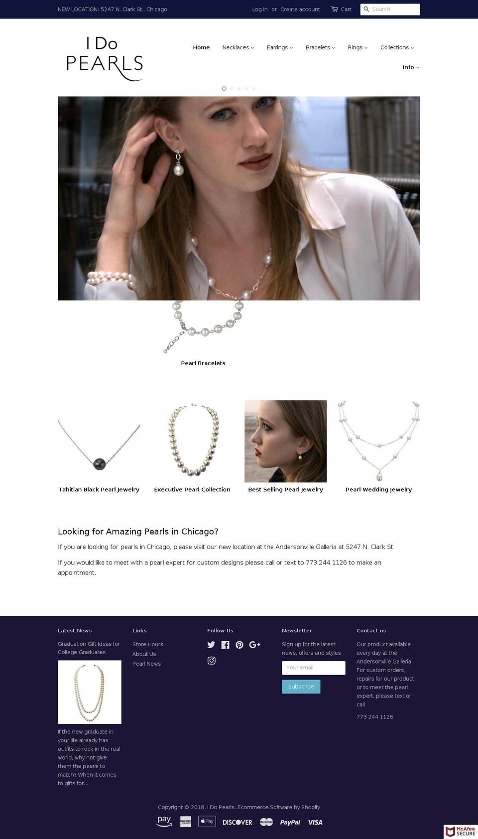 chicagopearljewelry.com shopify website screenshot