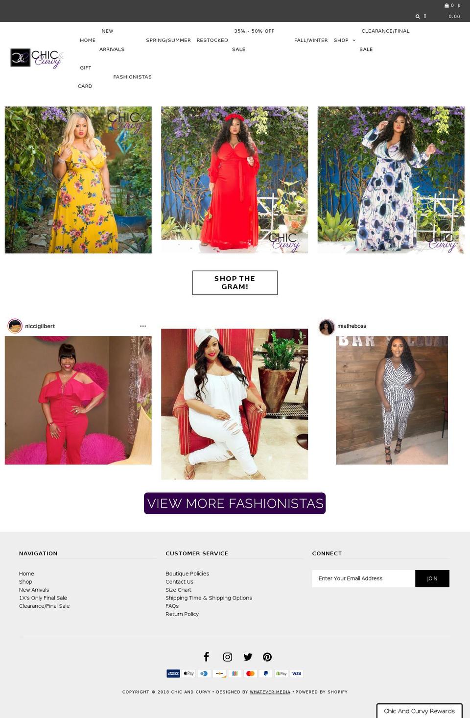 chicandcurvy.com — Shopify storefront screenshot