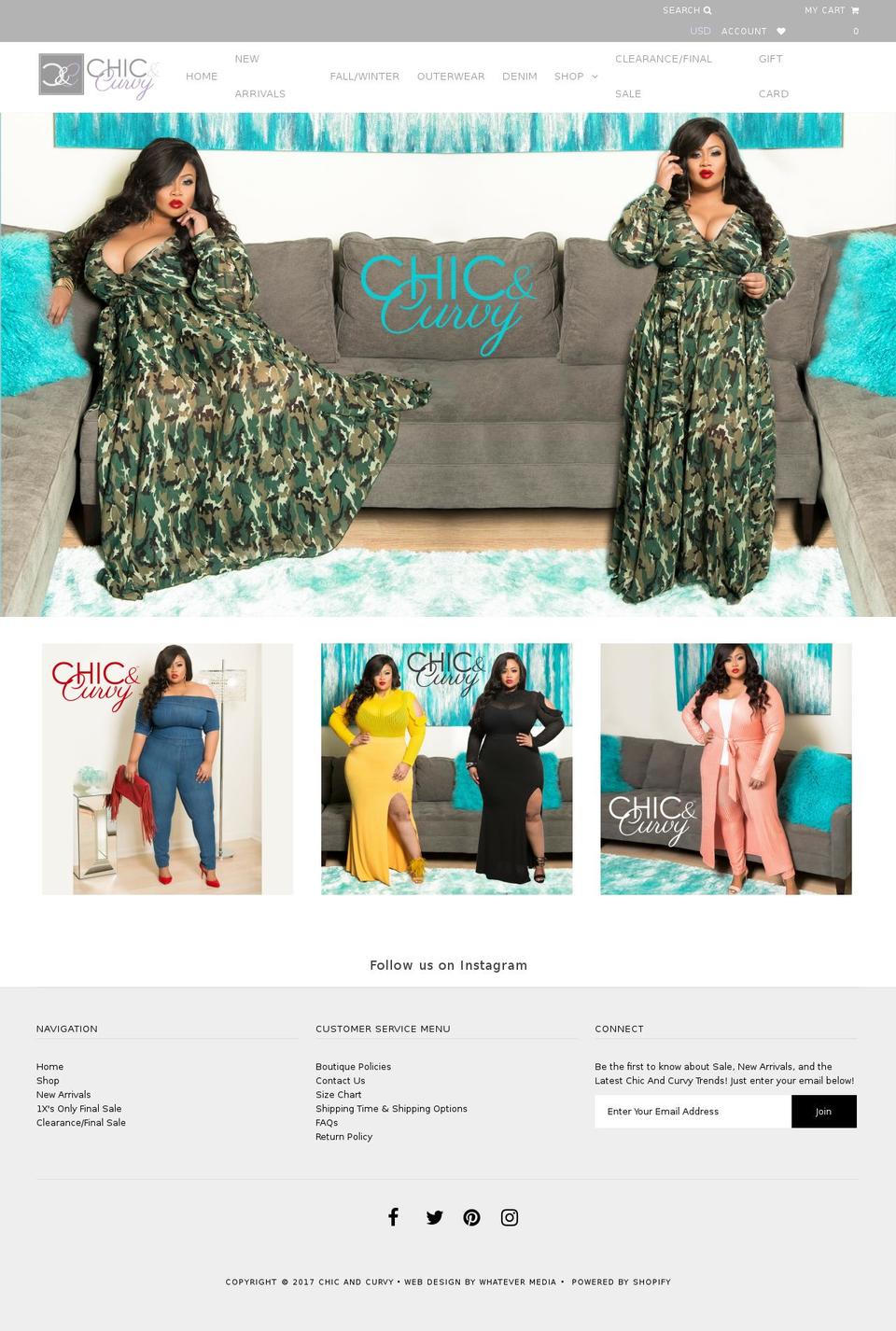 chicandcurvy.net shopify website screenshot