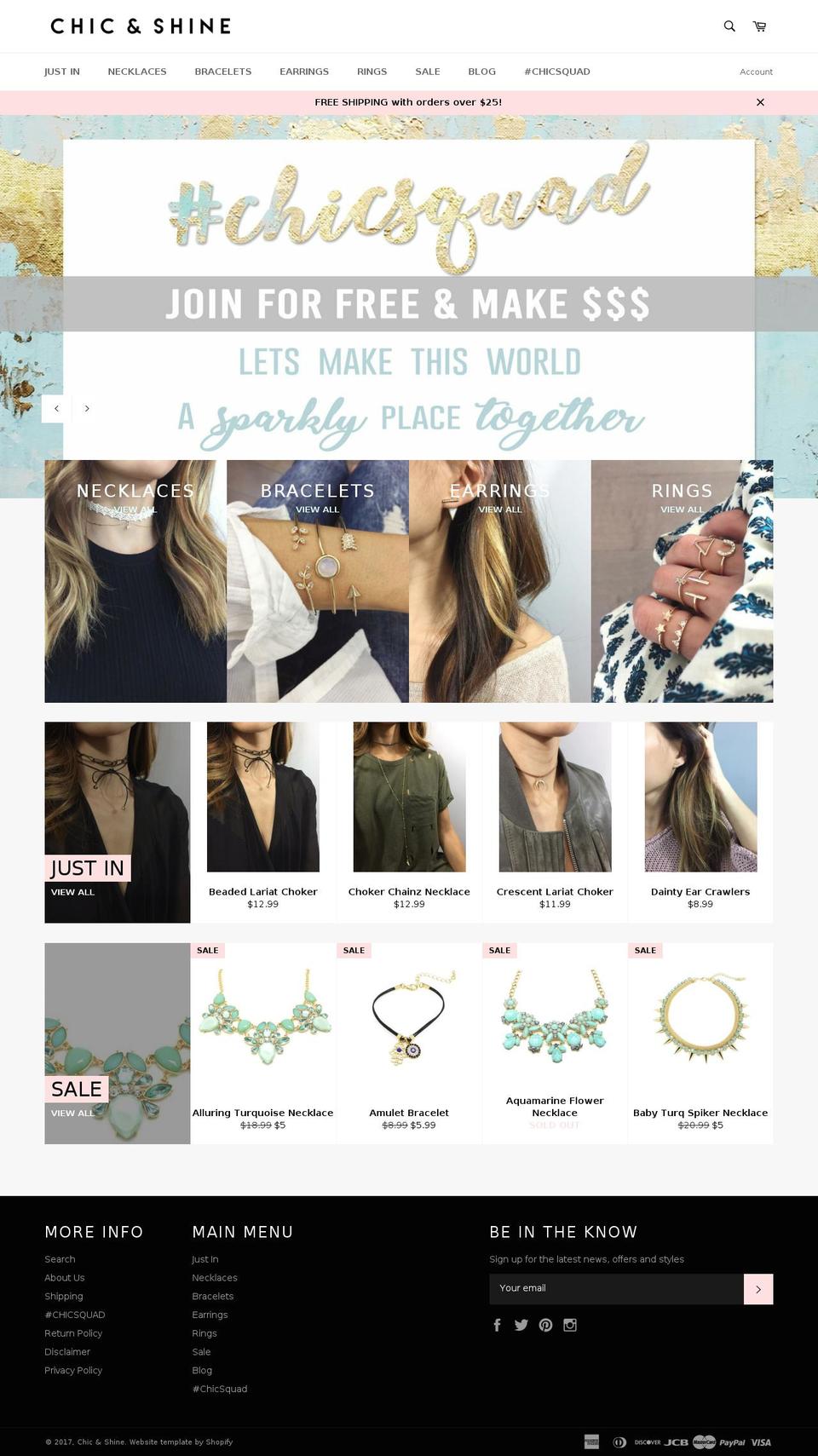 chicandshine.com shopify website screenshot