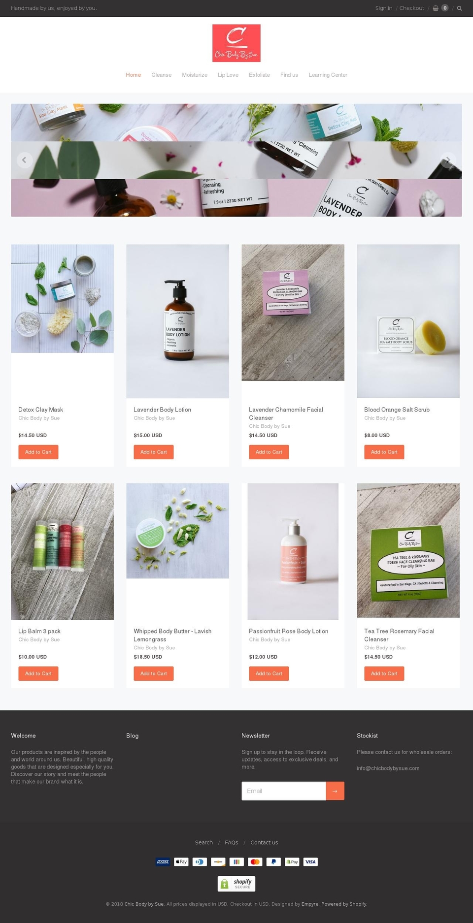 chicbodybysue.com shopify website screenshot